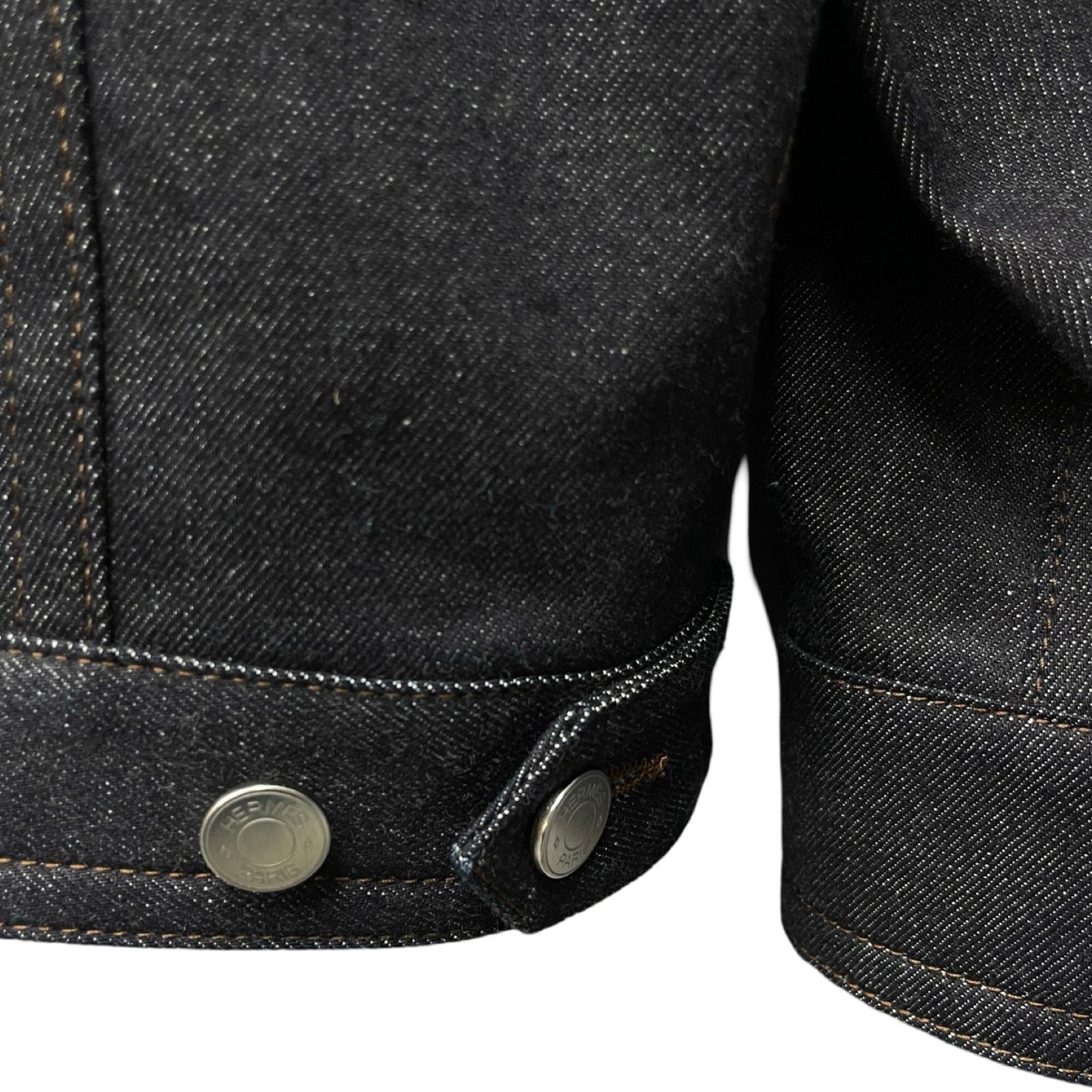 HERMES 2023SS Icon O-Carre Stitched Patch Embellished Denim Jacket H352180HM6050 Size 52