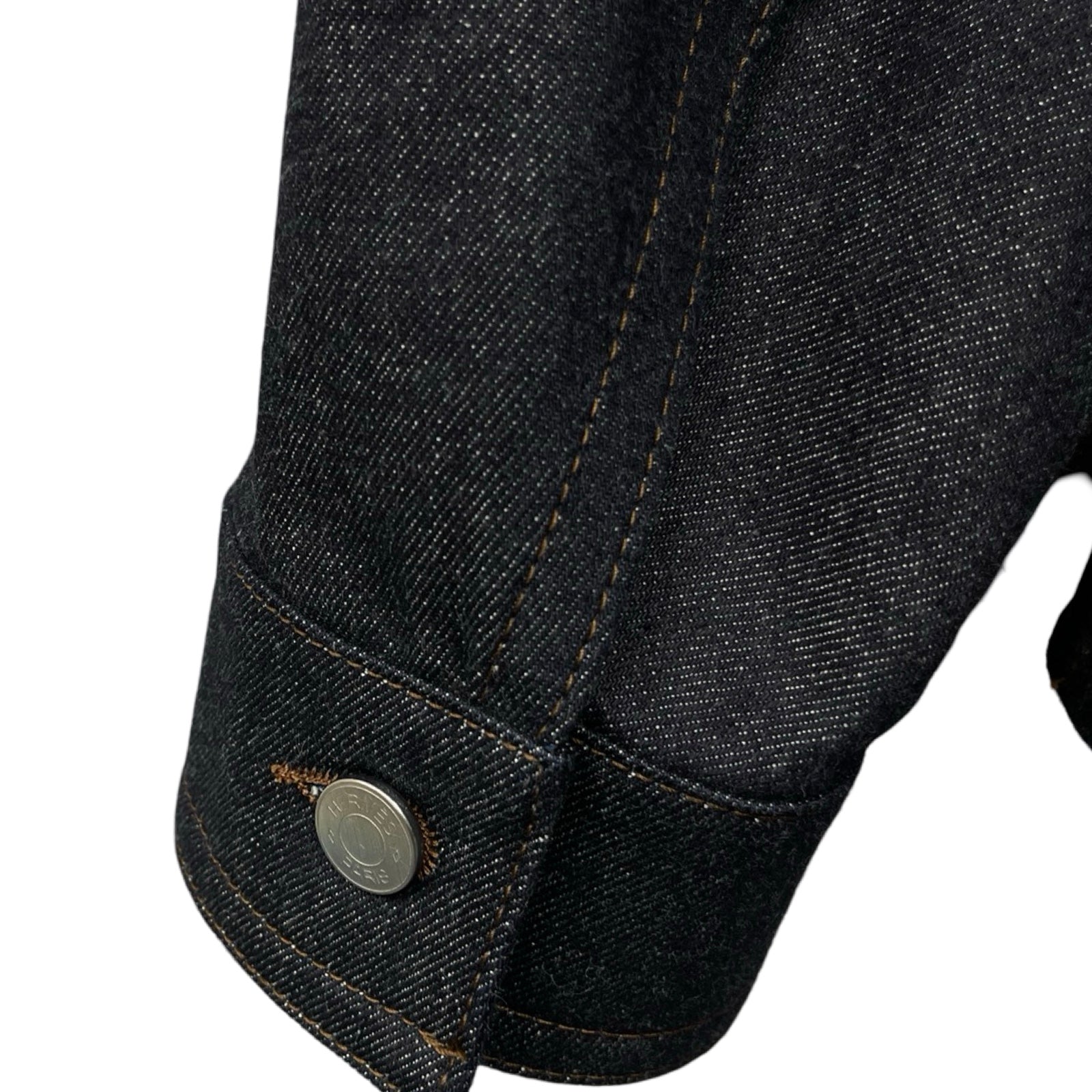 HERMES 2023SS Icon O-Carre Stitched Patch Embellished Denim Jacket H352180HM6050 Size 52