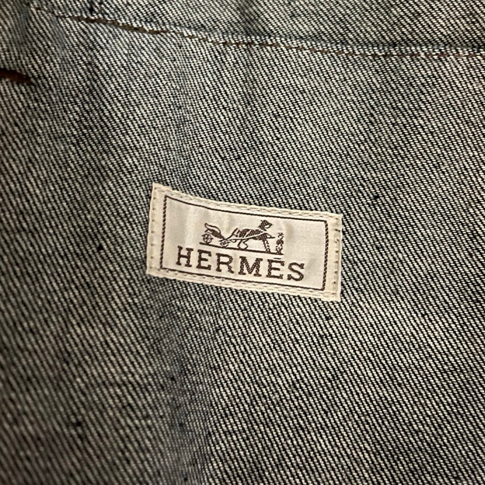 HERMES 2023SS Icon O-Carre Stitched Patch Embellished Denim Jacket H352180HM6050 Size 52