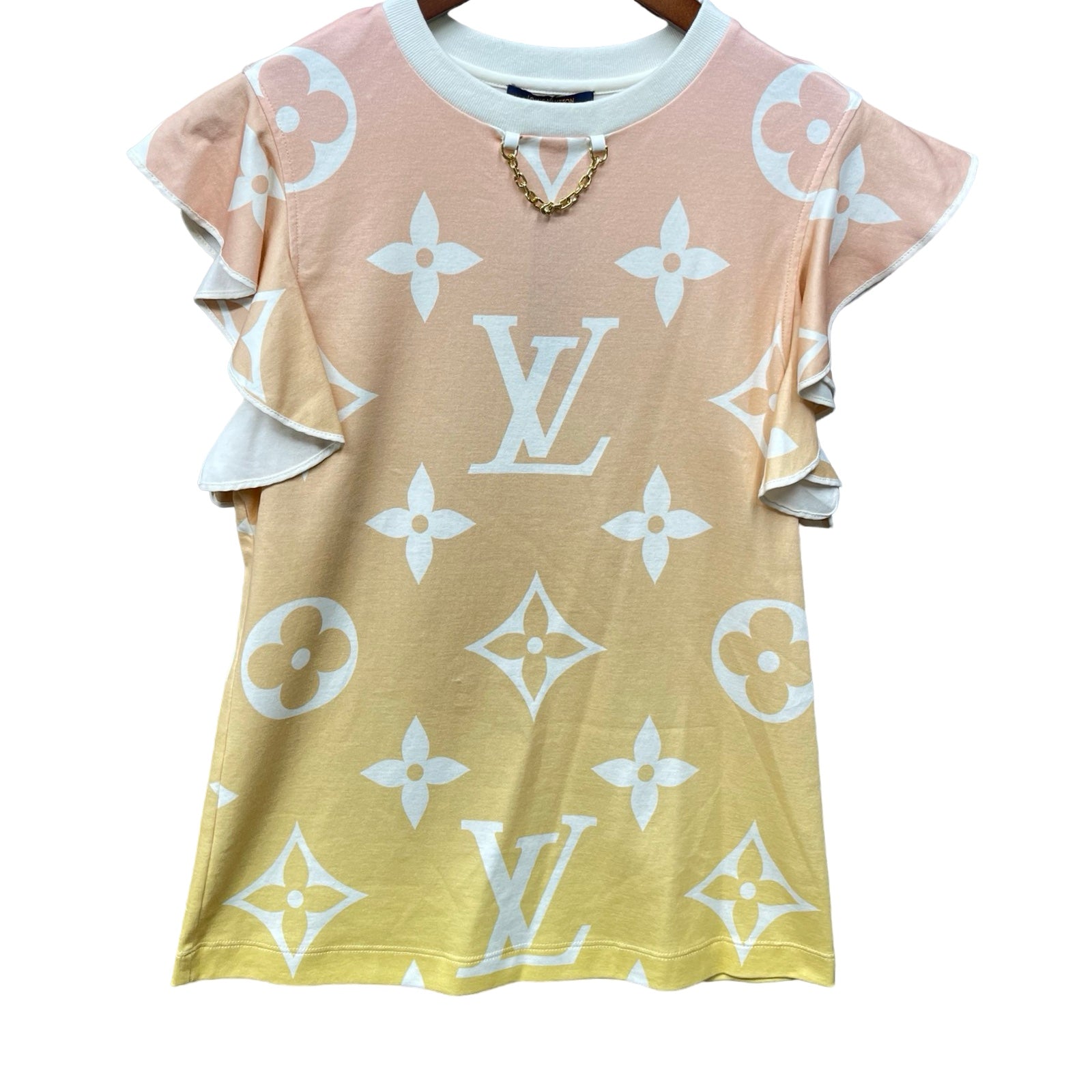 LOUIS VUITTON 2021SS Sunrise Monogram Gradation Flounce Sleeve Tee 1A8TLB Size S