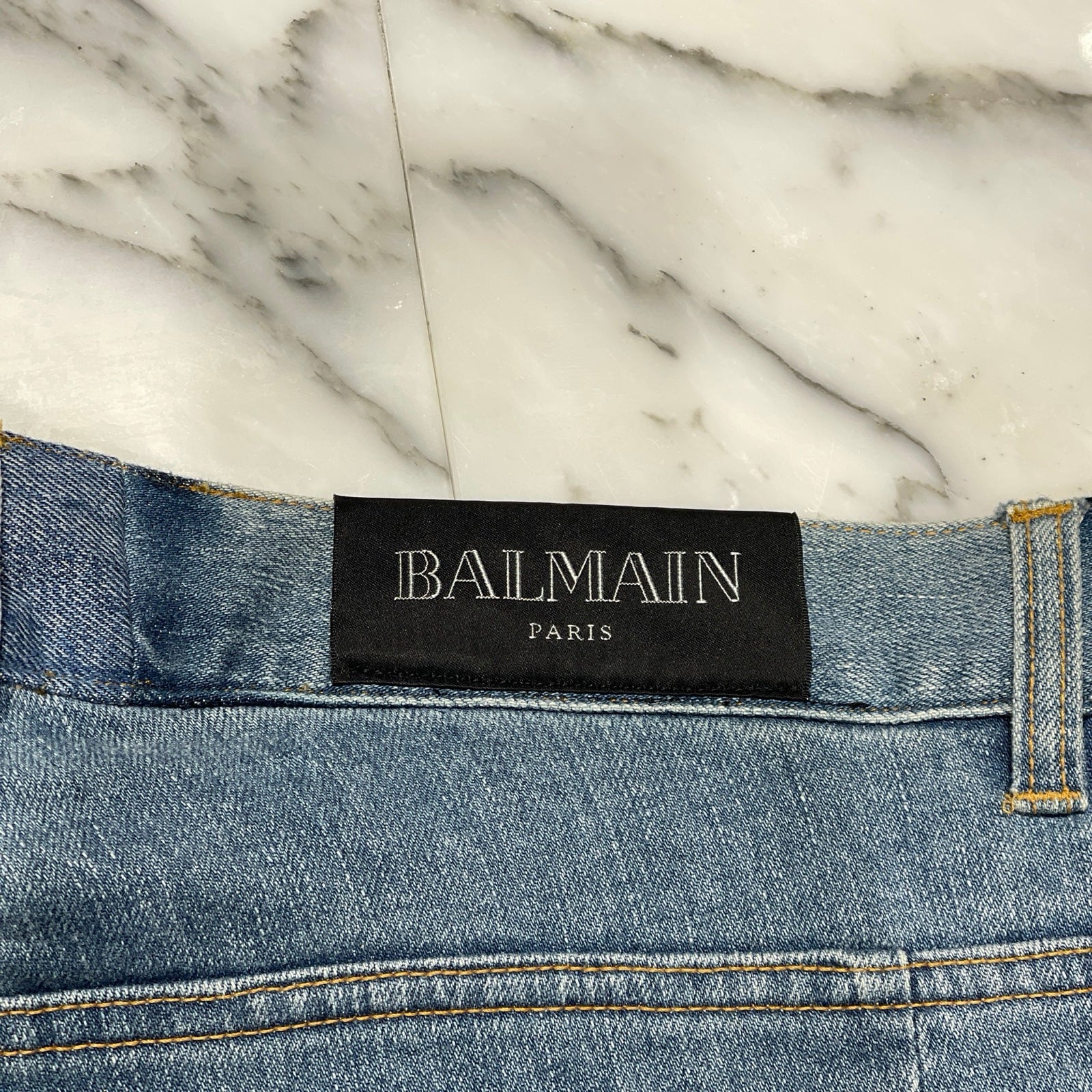 BALMAIN Biker Denim Slim Pants RH15130ZO11 Size SLIM
