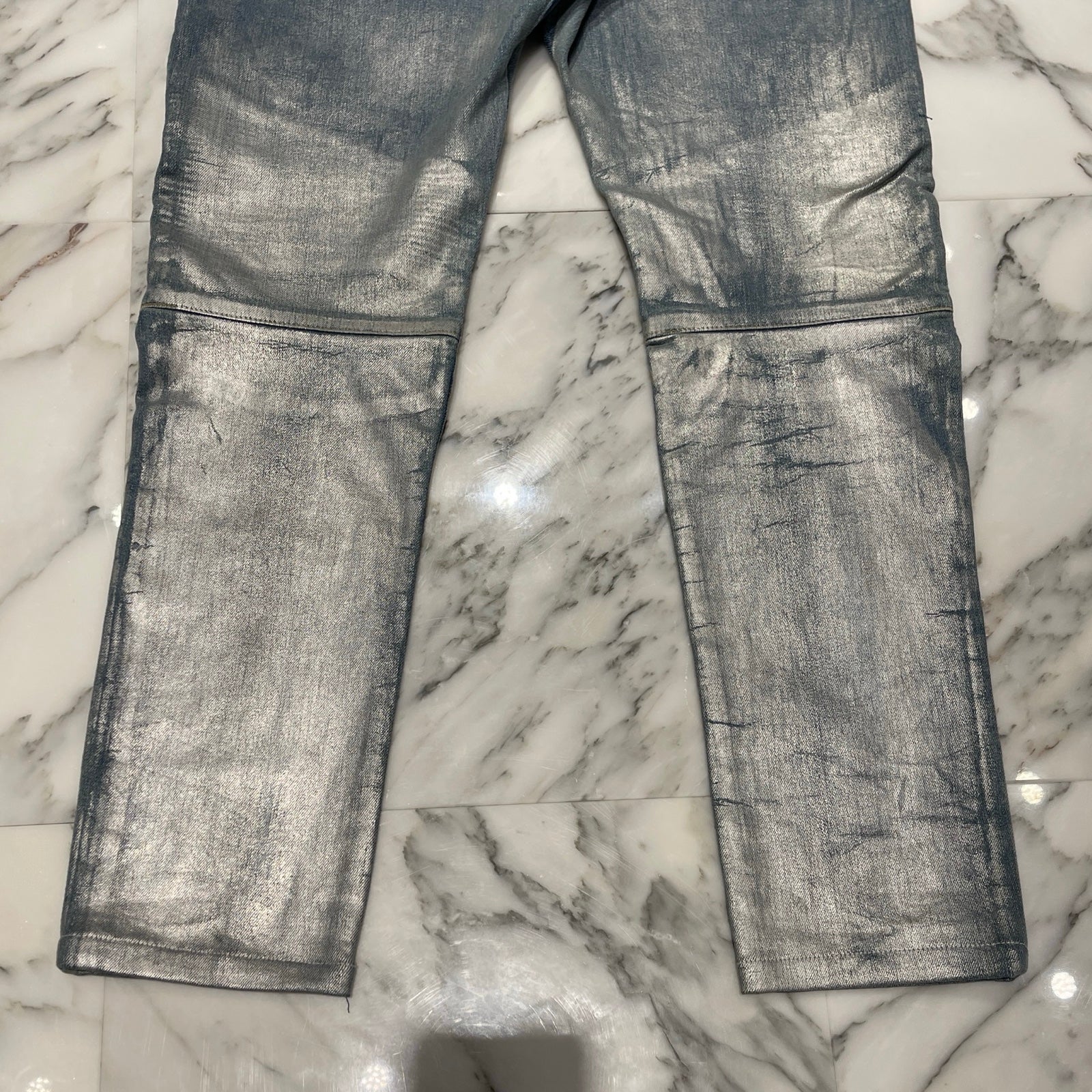 BALMAIN Biker Denim Slim Pants RH15130ZO11 Size SLIM