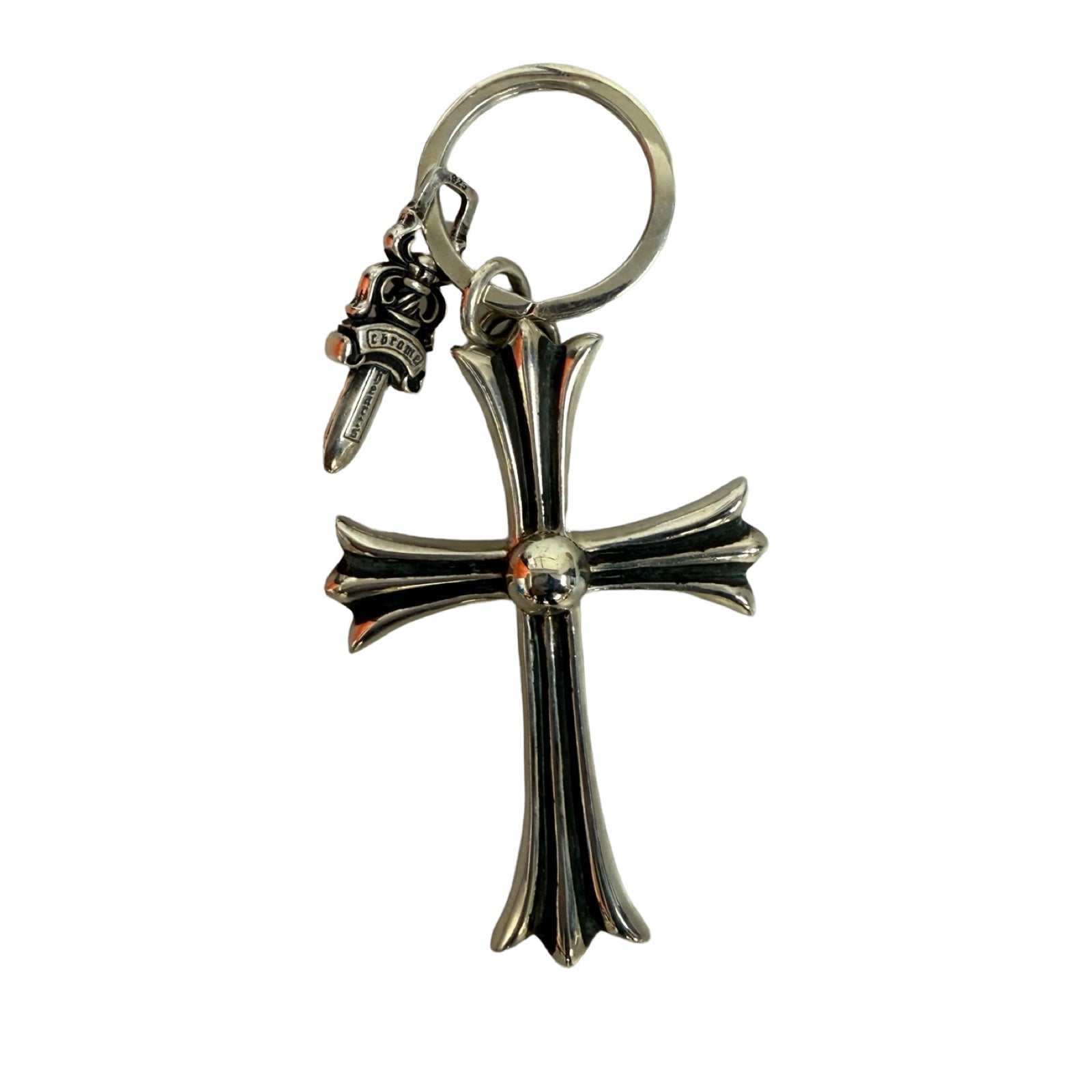 CHROME HEARTS Large CH Cross Key Ring With Dagger