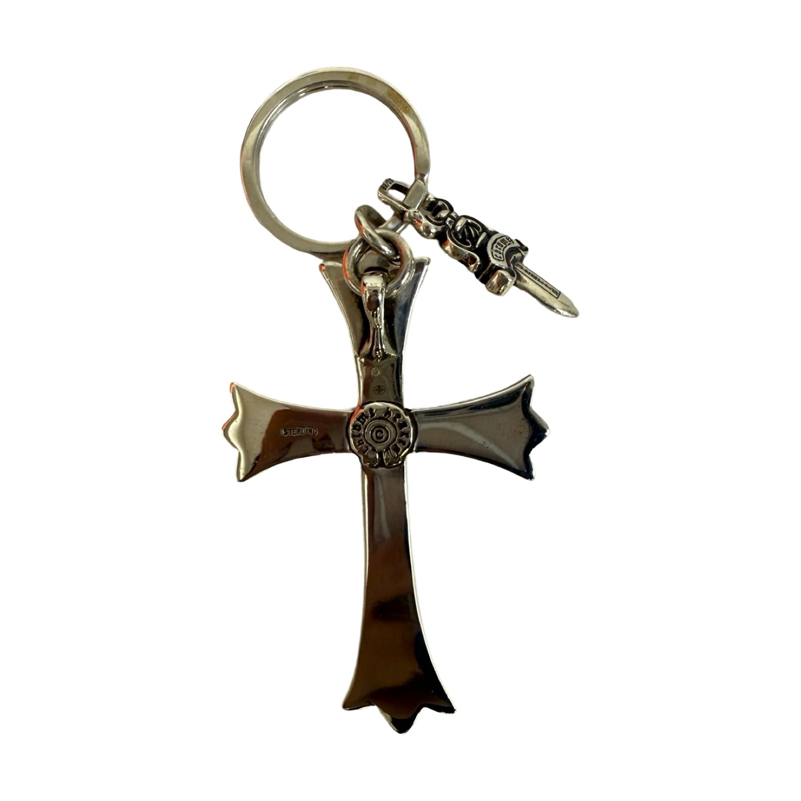 CHROME HEARTS Large CH Cross Key Ring With Dagger