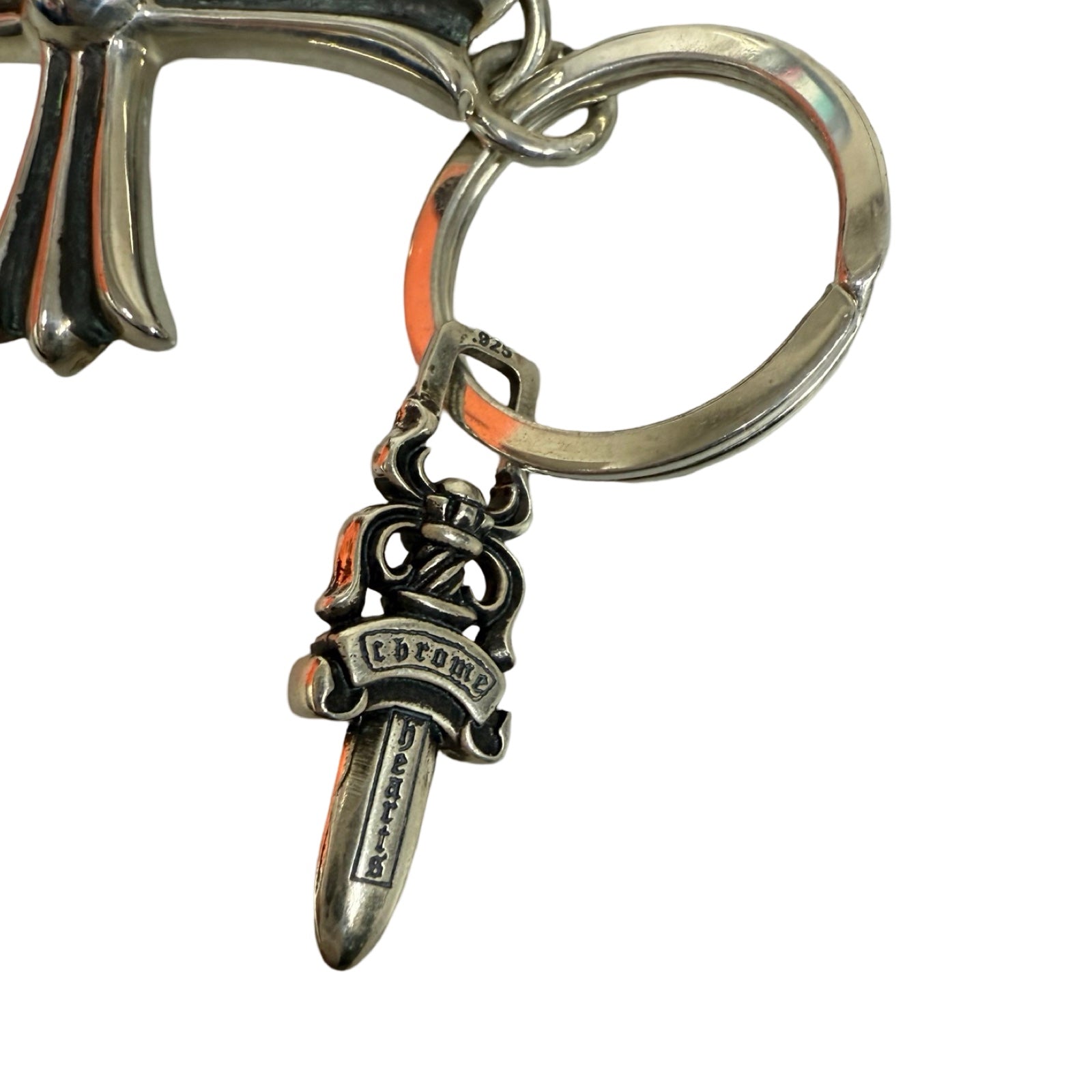 CHROME HEARTS Large CH Cross Key Ring With Dagger