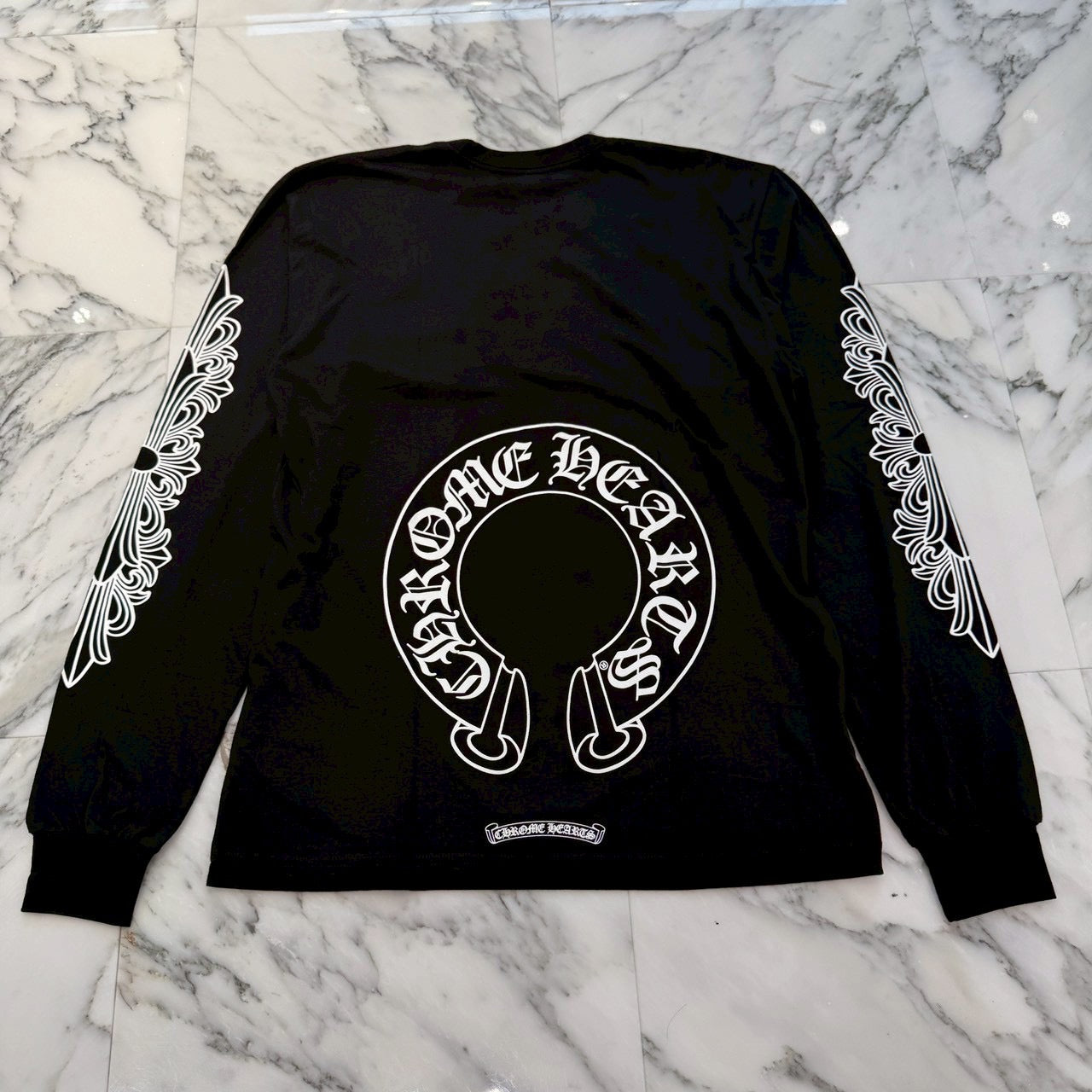 CHROME HEARTS Floral Cross Horseshoe Long Sleeve Tee Size M クロムハーツ フローラルクロス ホースシュー ロングスリーブ Tシャツ サイズM