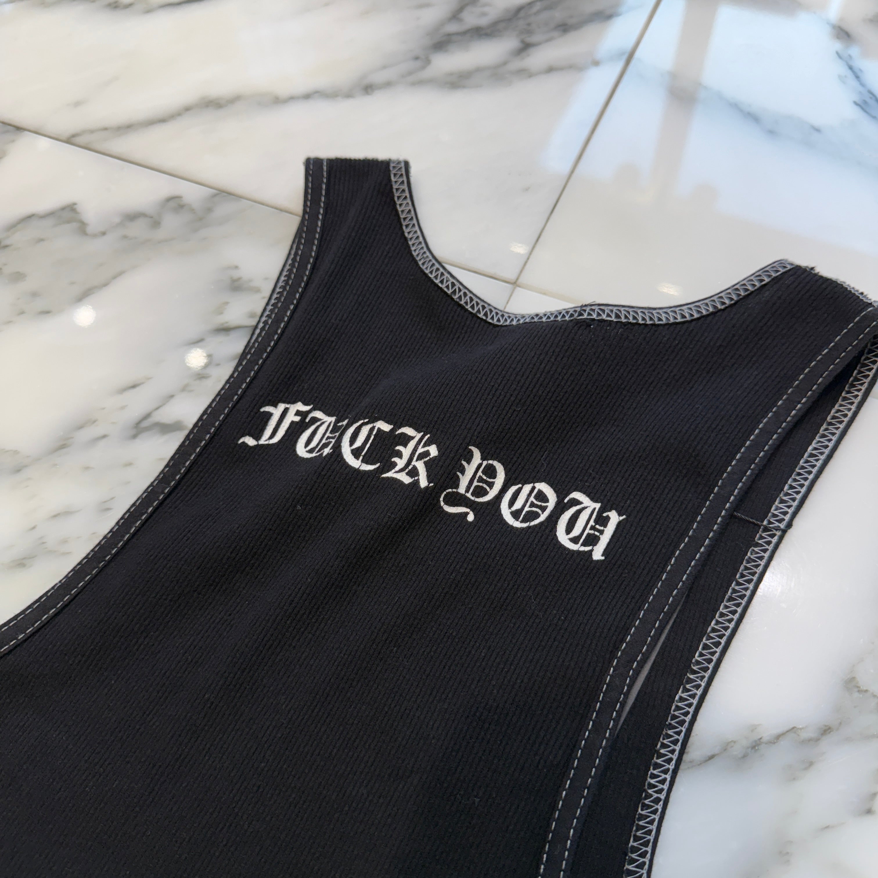 CHROME HEARTS CH Cross Side Vertical Logo Fuck You Tank Top Size M クロムハーツ CHクロス サイド ヴァーティカルロゴ ファックユー タンクトップ サイズM