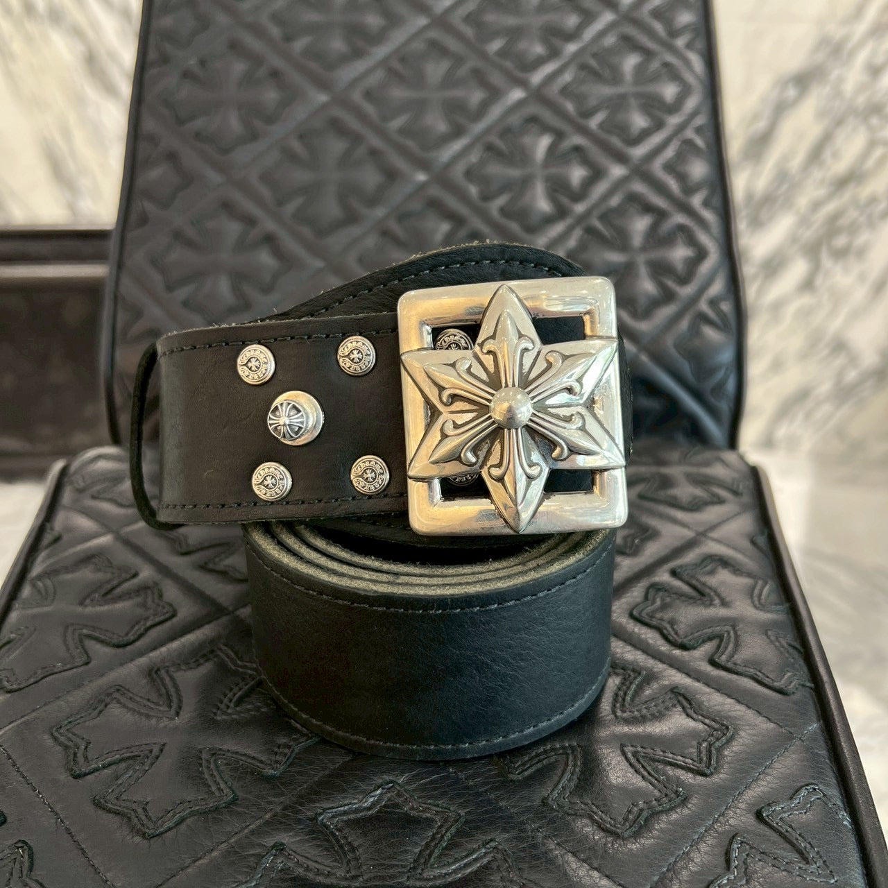 CHROME HEARTS Large Strap Star Buckle Belt Size 34 クロム