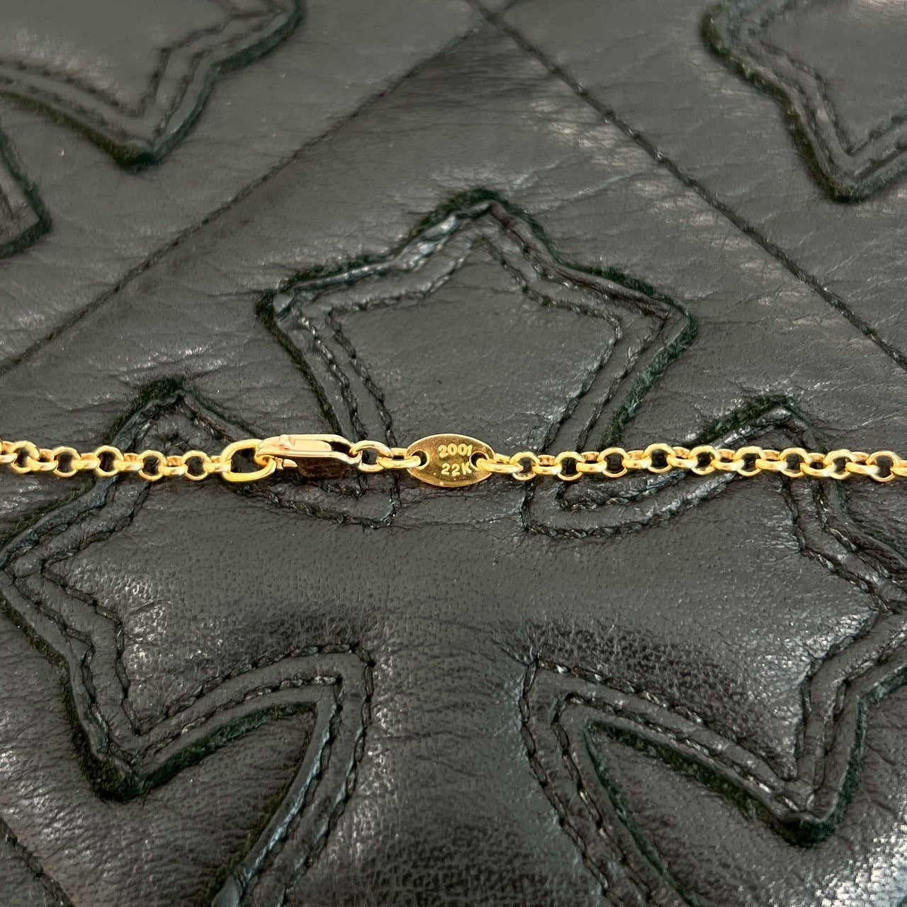 CHROME HEARTS 22K Safety Pin 1 Diamond Roll Chain Necklace Size 18 Inch クロムハーツ 22K セーフティピン 1ダイヤモンド ロールチェーン ネックレス 18インチ