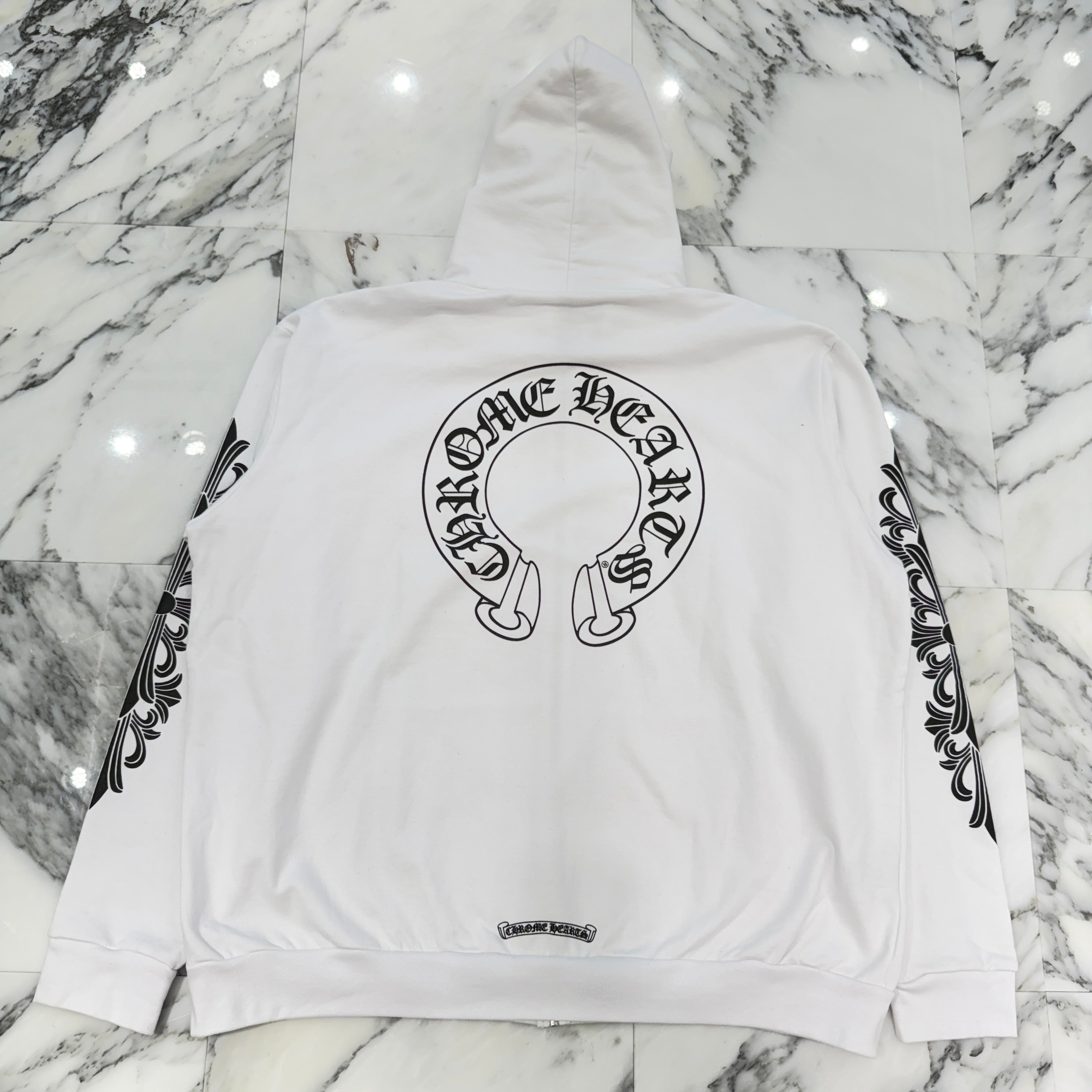 CHROME HEARTS Floral Cross Horseshoe Zip Up Hoodie Size XXL クロムハーツ フローラルクロス ホースシュー ジップアップフーディ サイズXXL