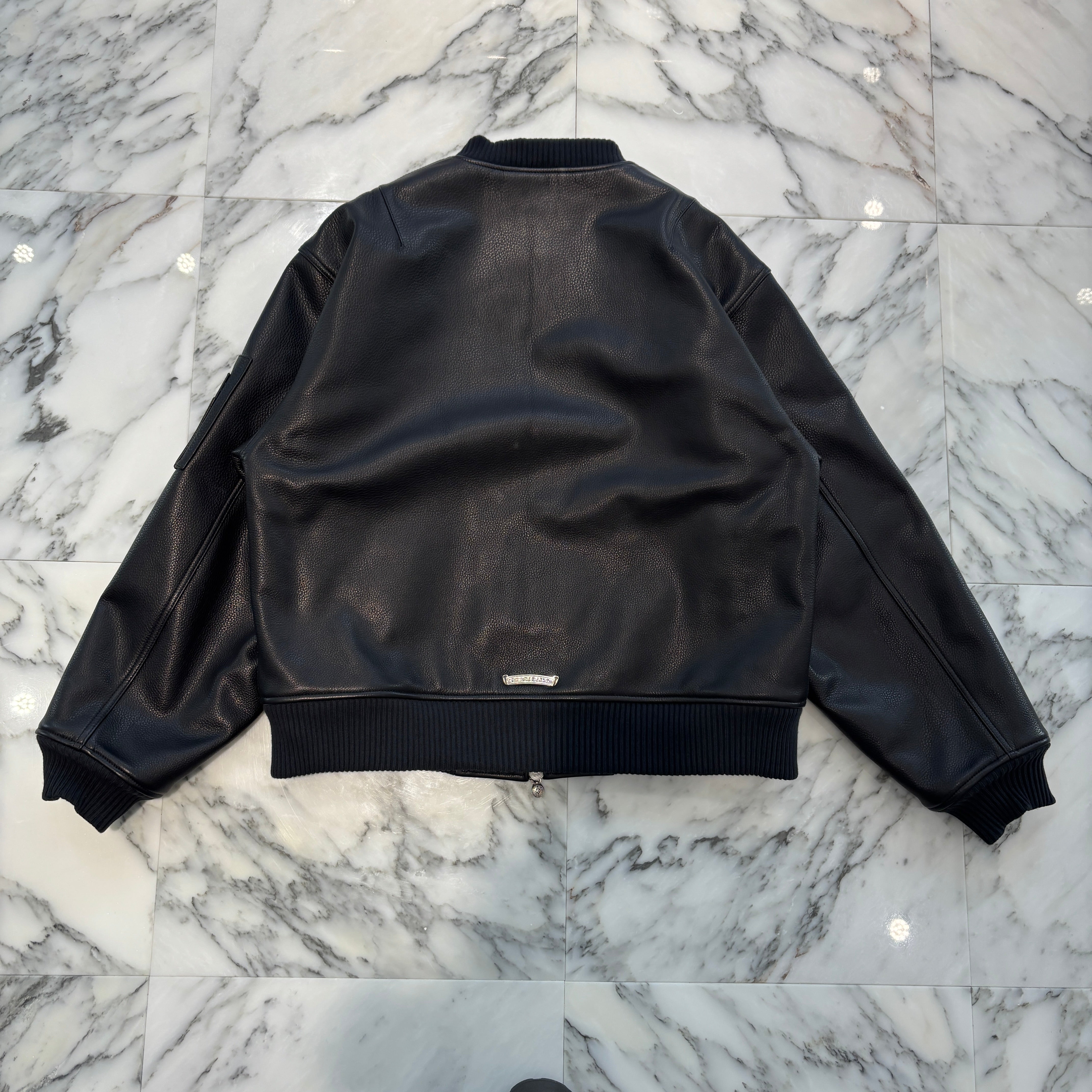 CHROME HEARTS LETTERMAN CH Patch Leather Blouson Jacket Size M