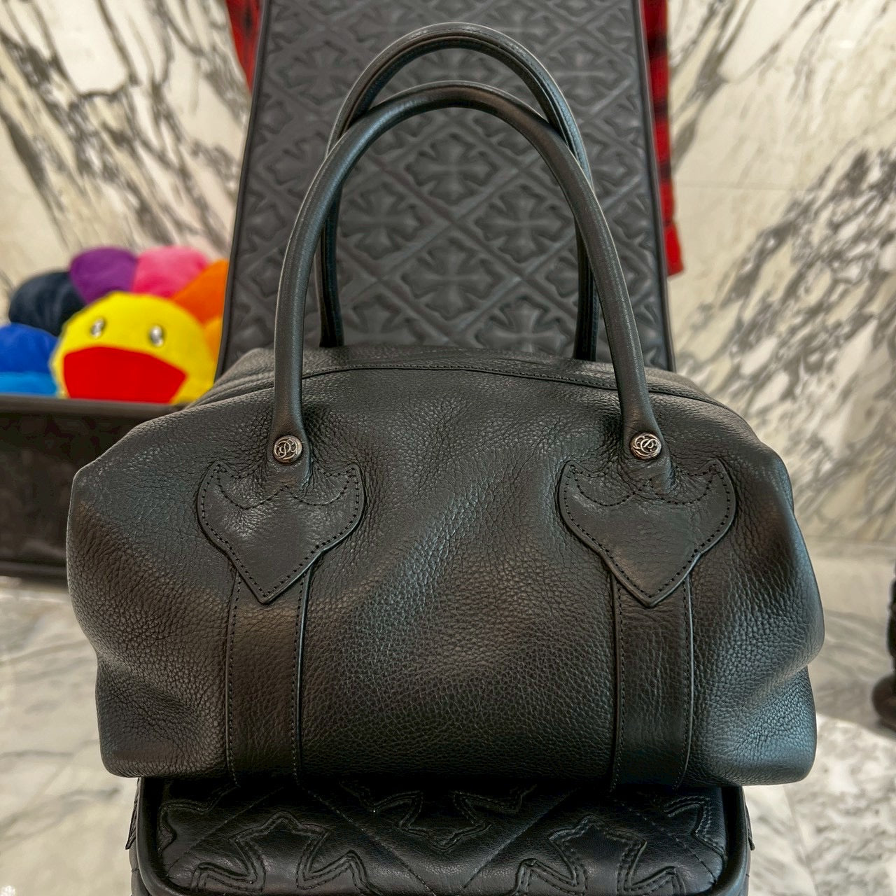 CHROME HEARTS Large Cross MONICA Leather Hand Bag クロムハーツ
