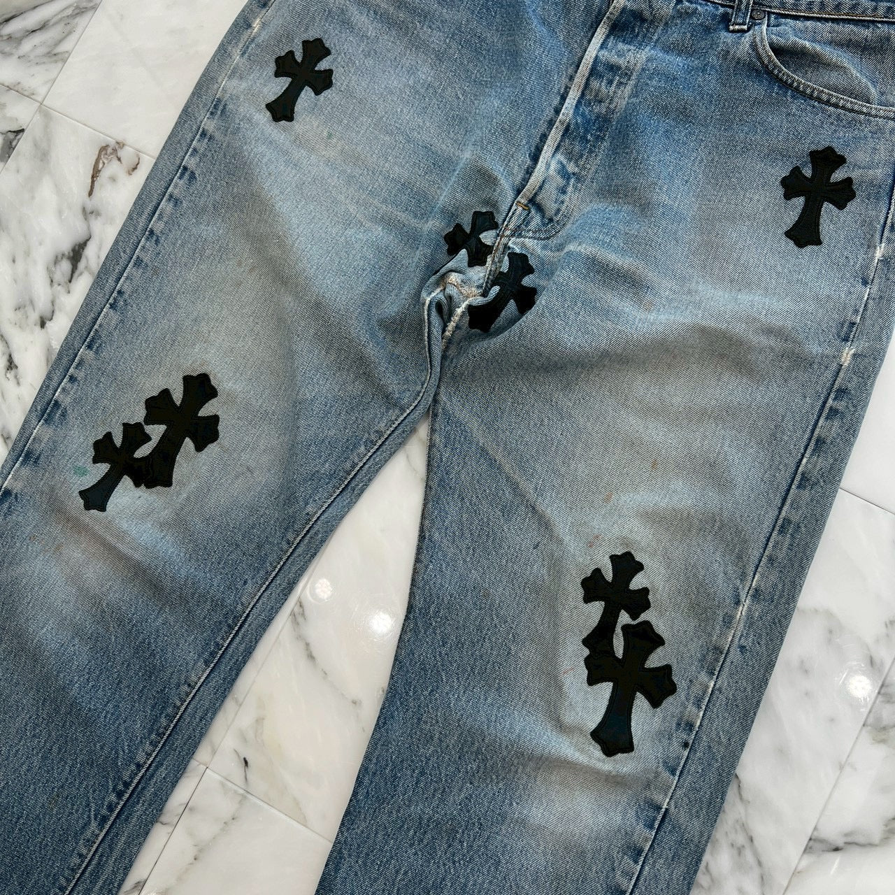 CHROME HEARTS × Levi's Body VNTG Cross Leather Patch Jeans Size 36 クロムハーツ × リーバイスボディ ヴィンテージ クロスレザーパッチ ジーンズ デニムパンツ サイズ36
