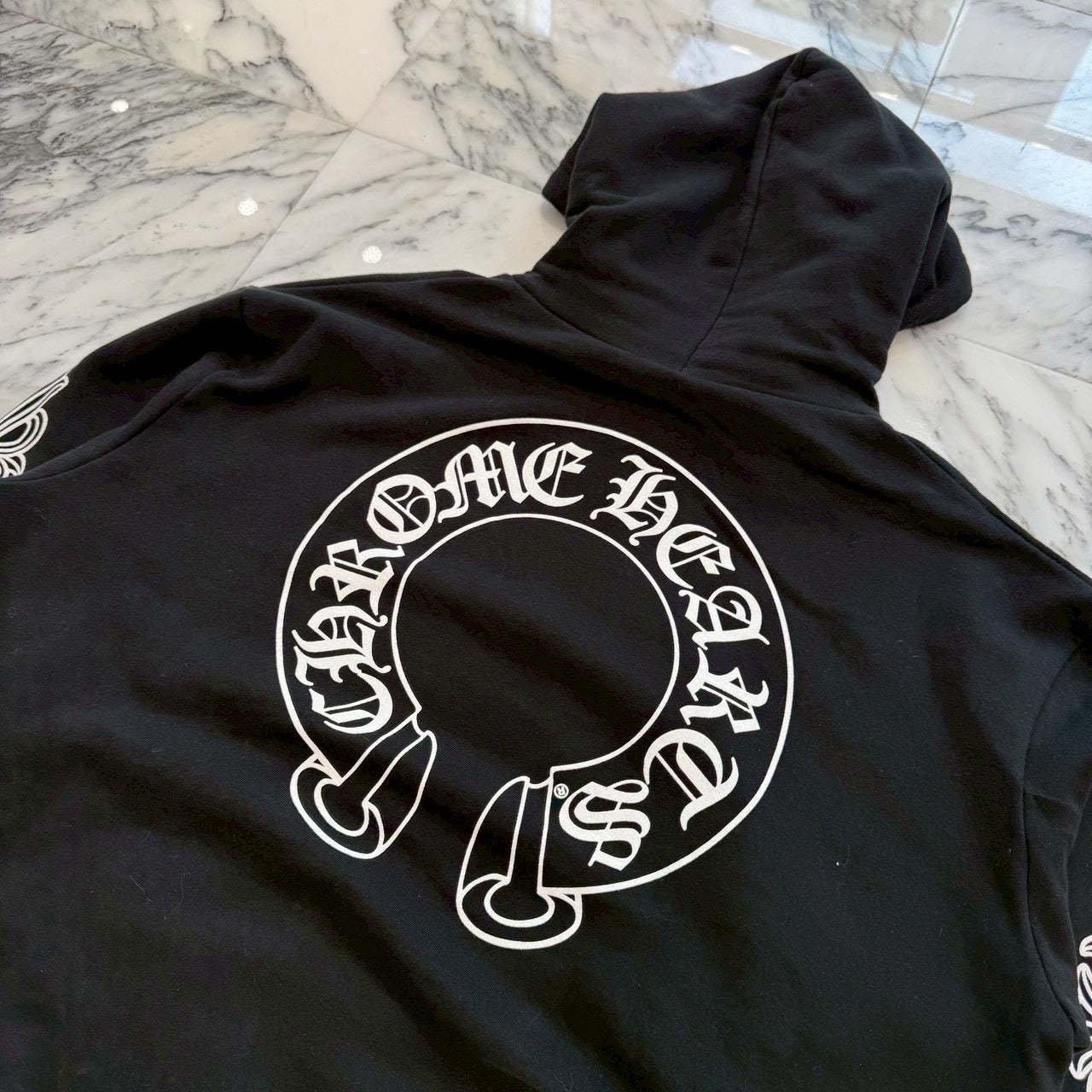 CHROME HEARTS Floral Cross Horseshoe Pullover Hoodie Size L クロムハーツ フローラルクロス ホースシュー プルオーバーフーディ サイズL