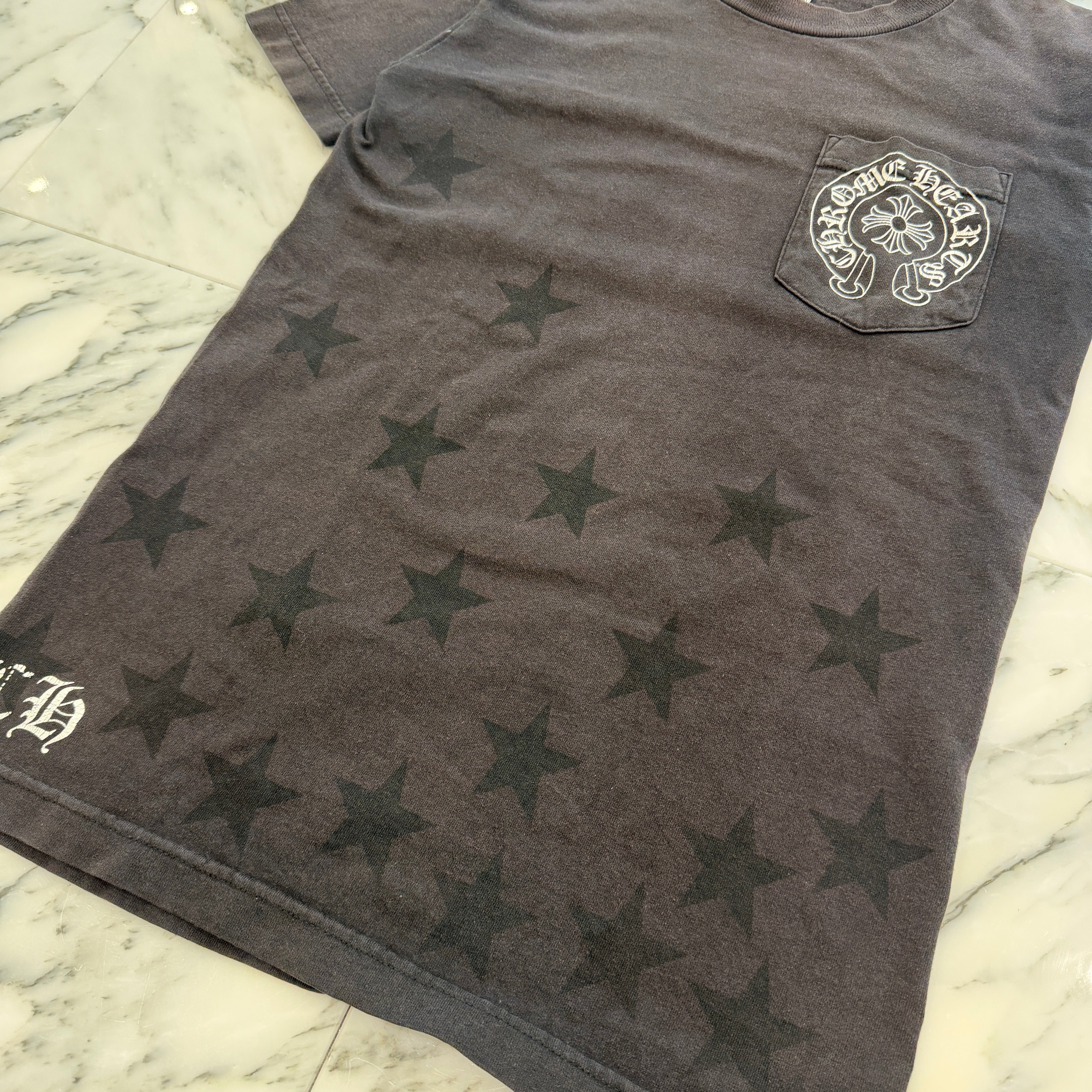 CHROME HEARTS Scroll Label Logo Star Print Tee Size S クロムハーツ スクロールラベルロゴ スタープリント Tシャツ サイズS