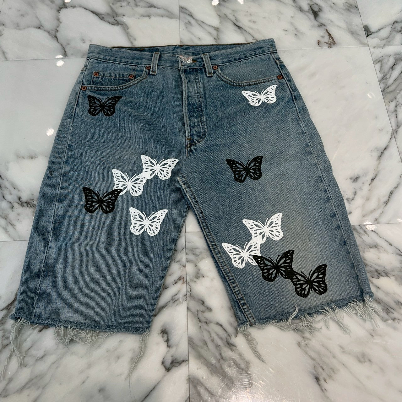ABOUT DREAMS Butterfly Denim Shorts Size W32 × L30 アバウトドリームズ バタフライ デニムショーツ サイズ W32 × L30