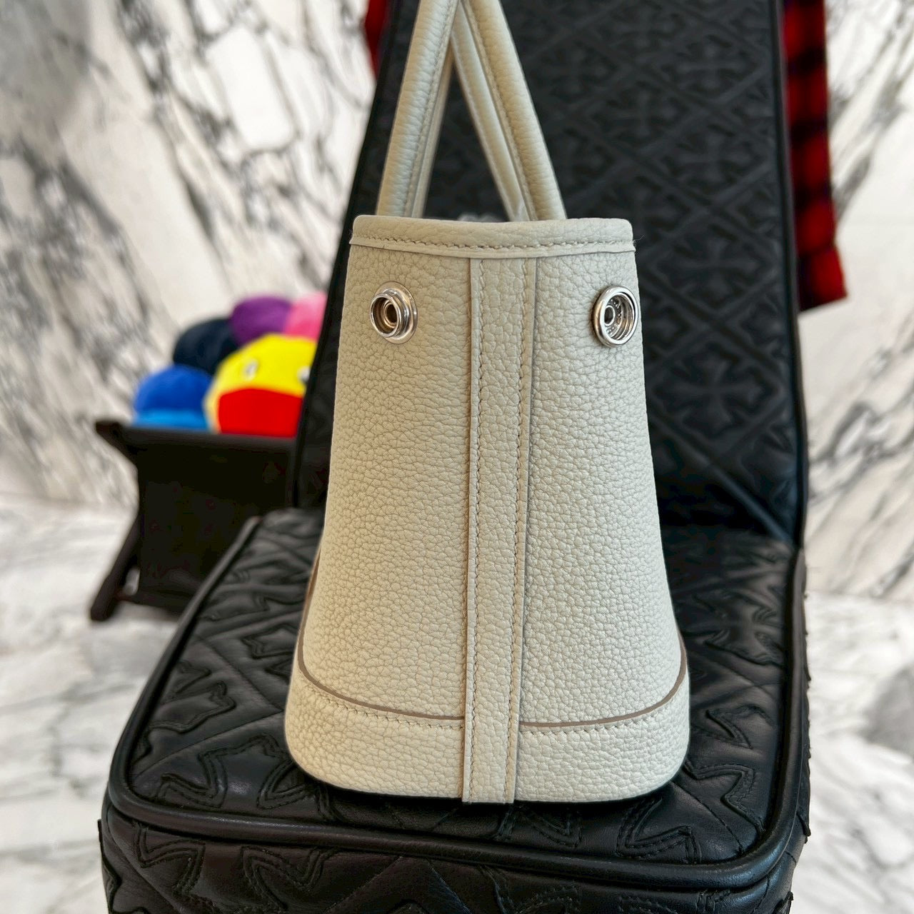 HERMES Néogarden Party TTPM "Béton" Leather Hand Bag K刻印 エルメス ネオガーデンパーティ TTPM "ベトン" レザーハンドバッグ K刻印