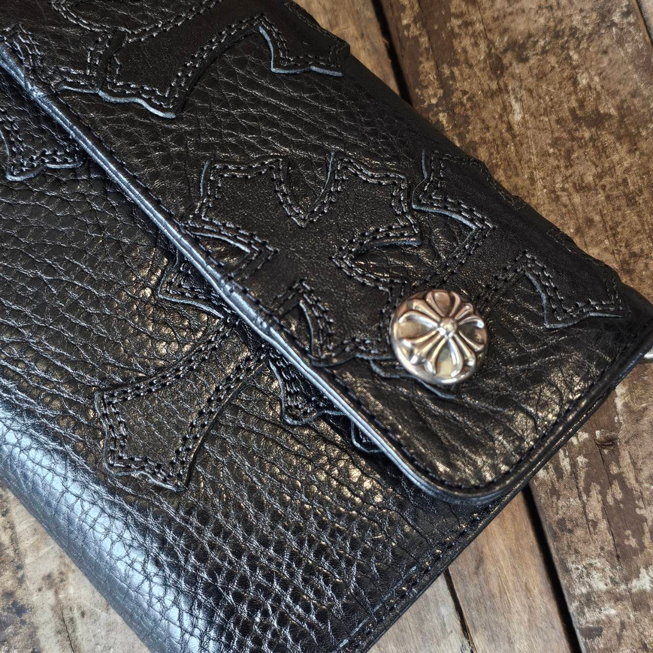 CHROME HEARTS Cemetery Cross Leather Patch Wave Cross Ball Wallet クロムハーツ セメタリークロス レザーパッチ ウェーブクロスボール ウォレット