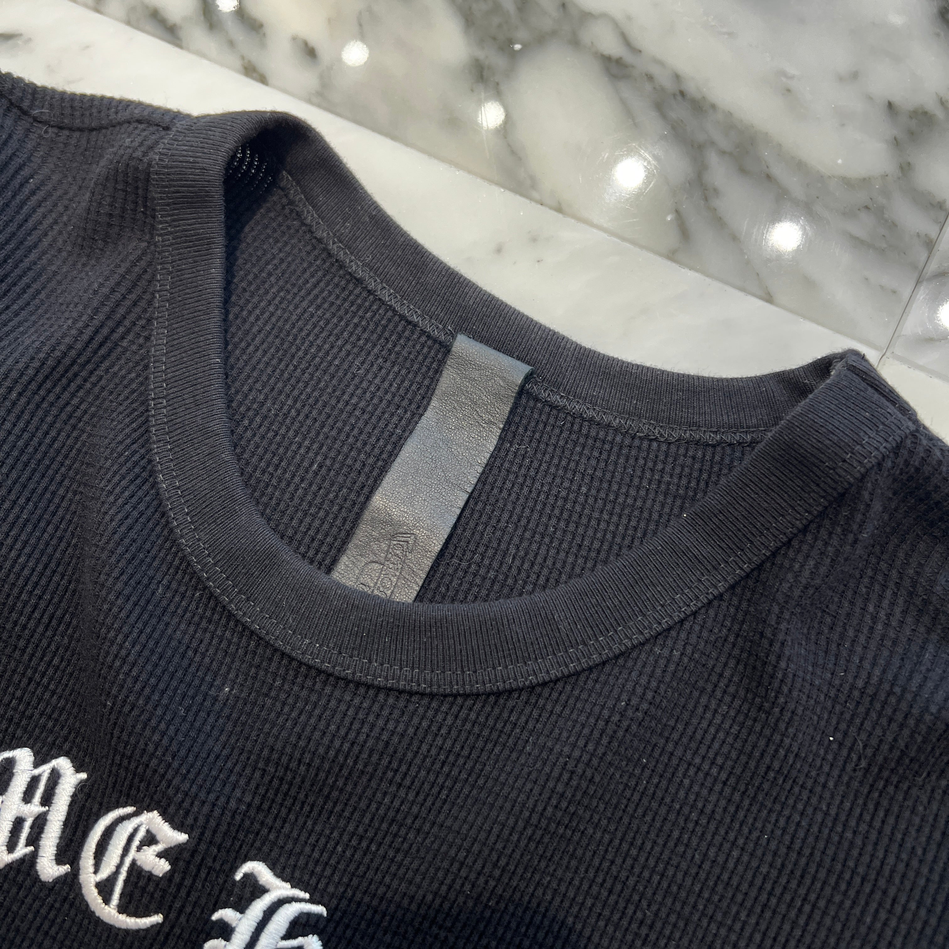 CHROME HEARTS King Taco 3 Cemetery Cross Embroidery Thermal Long Sleeve Tee Size XL クロムハ―ツ キングタコ 3セメタリークロス刺繍 サーマルロングスリーブTシャツ サイズXL