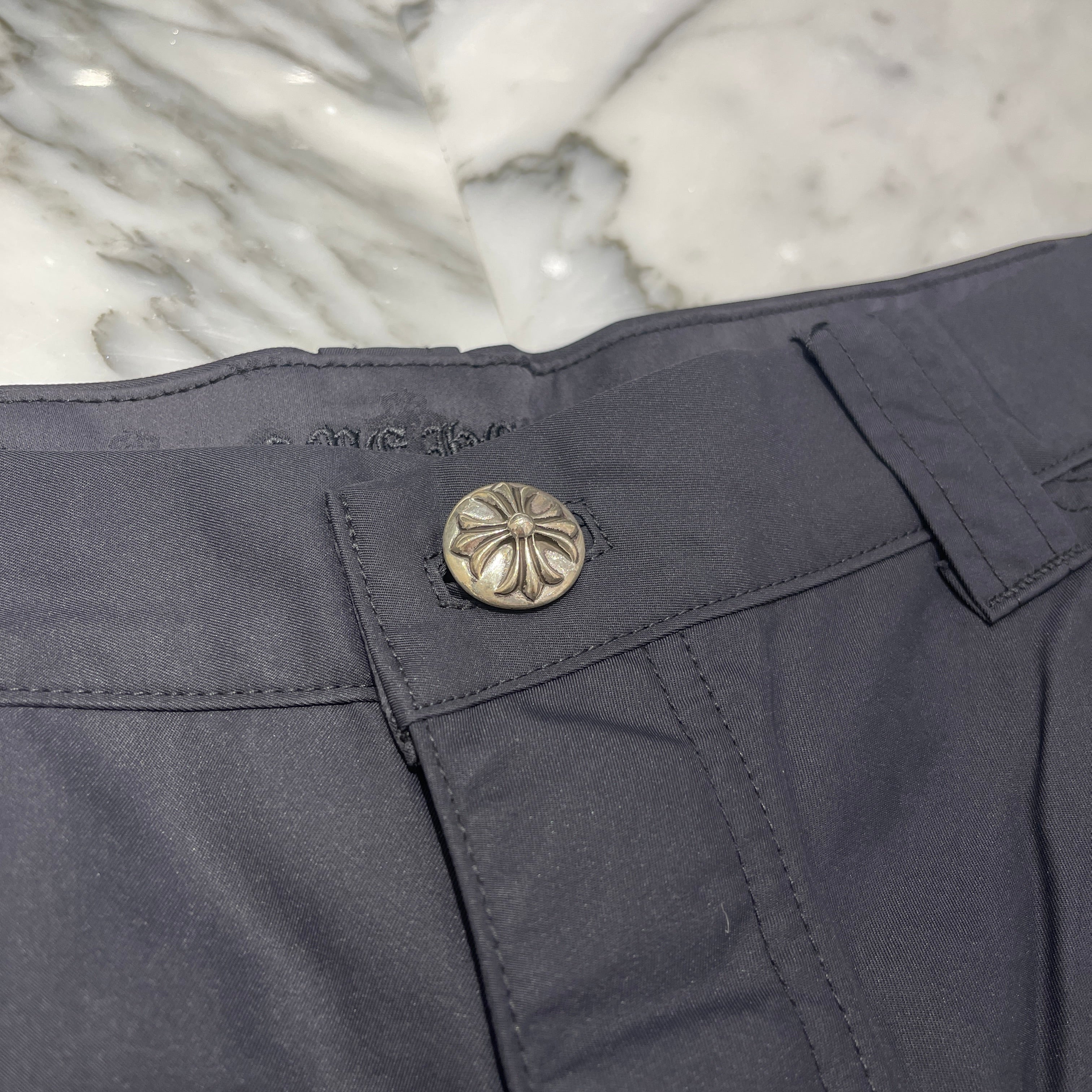 CHROME HEARTS Carpenter Double Knee Leather Cross Patch Nylon Shorts Size 34 クロムハーツ カーペンター ダブルニー レザークロスパッチ ナイロン ショーツ サイズ34