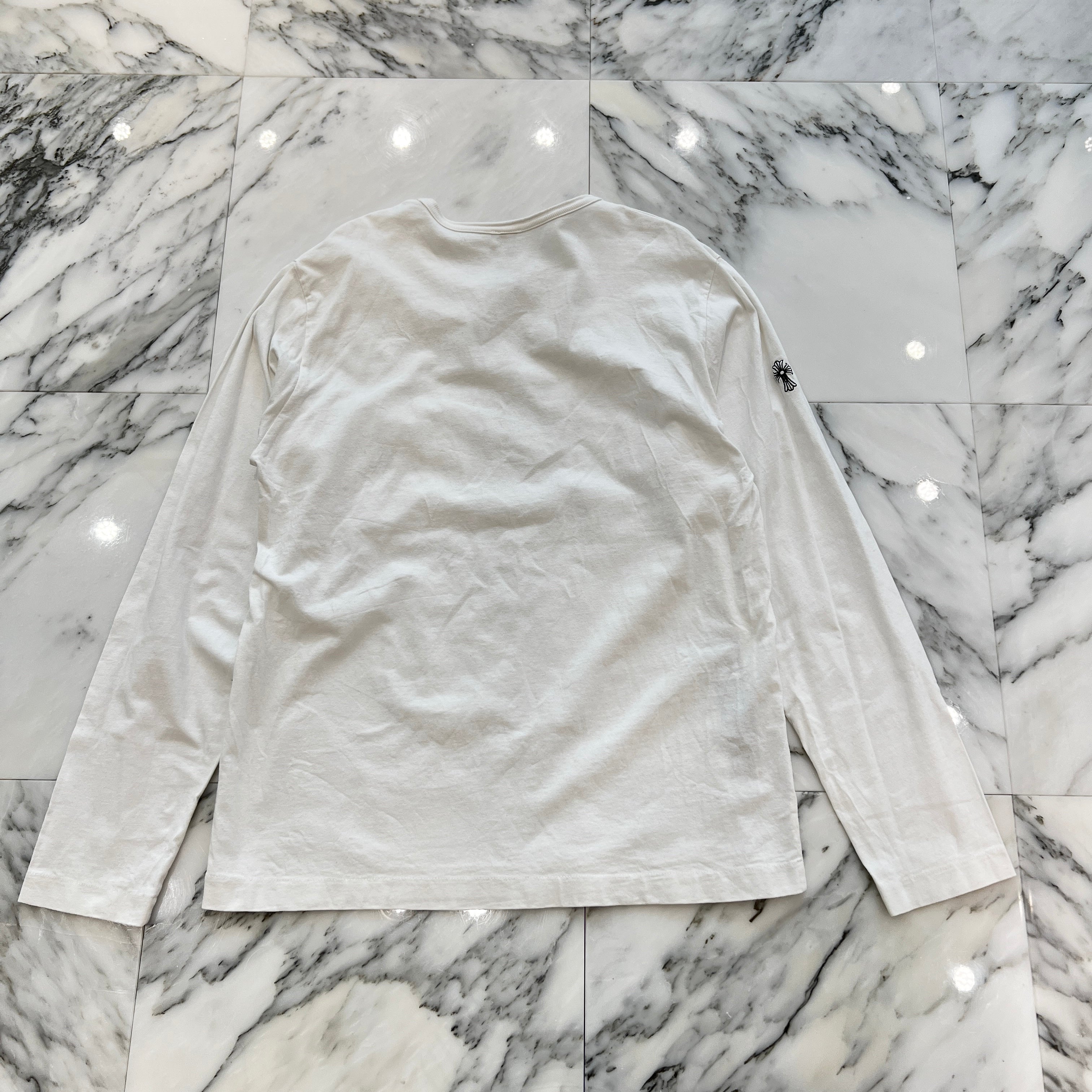 CHROME HEARTS Y NOT Vertical Logo Cross Embroidery Long Sleeve Tee