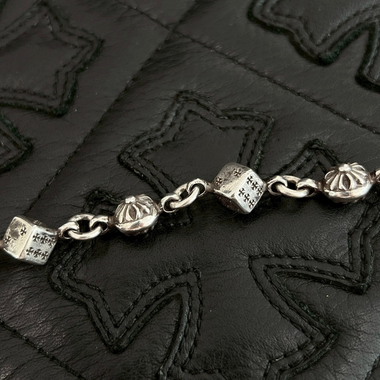 CHROME HEARTS DICE Cross Ball Silver Bracelet Size 8 LINK クロムハーツ ダイス クロスボール シルバー ブレスレット サイズ8リンク