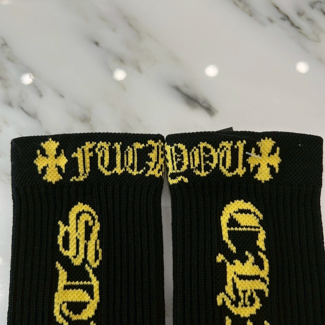 CHROME HEARTS Vine Dagger Embroidery Fuck You Socks Size 22.5-24.5cm クロムハーツ ヴァインダガー刺繍 ファックユーロゴ ソックス サイズ22.5-24.5cm
