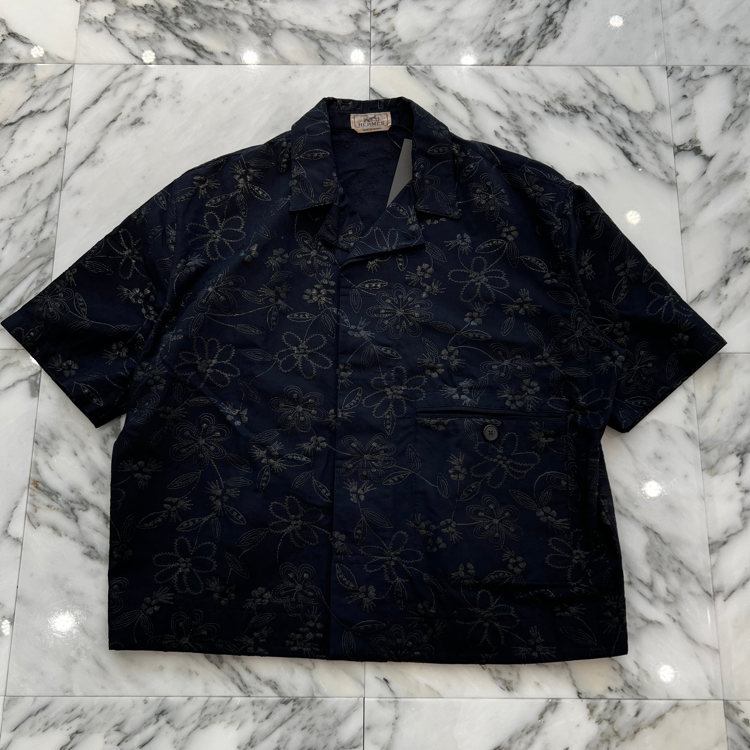 HERMES 2024SS Flower Print Corduroy Shirt Jacket Size 50 エルメス フラワープリント コーデュロイ シャツ ジャケット サイズ50