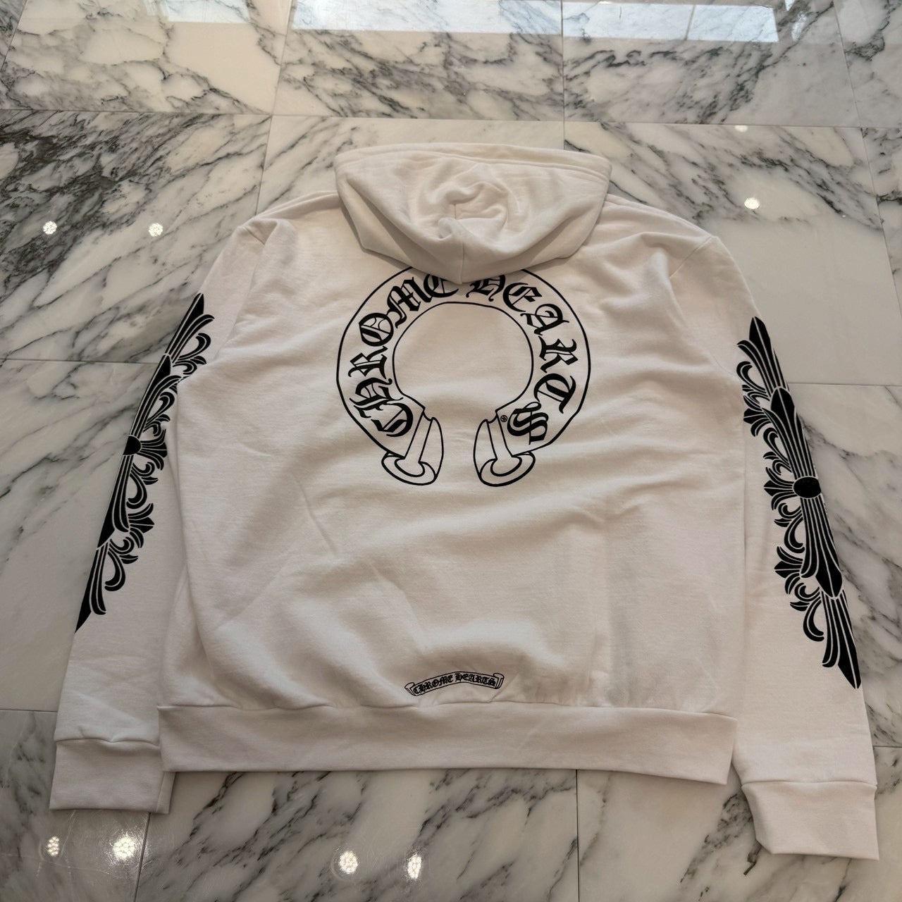 CHROME HEARTS Floral Cross Horseshoe Pullover Hoodie Size L クロムハーツ フローラルクロスホースシュー プルオーバーフーディ サイズL