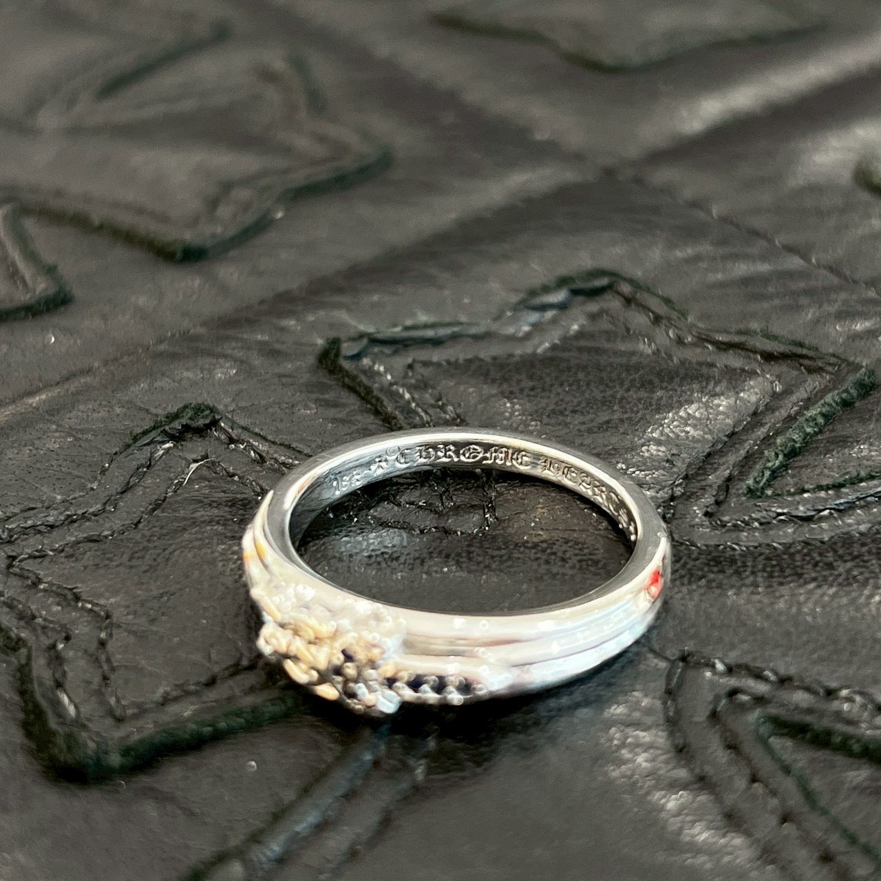 CHROME HEARTS 18KWG Baby Classic Dagger Ring Pave Blue Sapphire