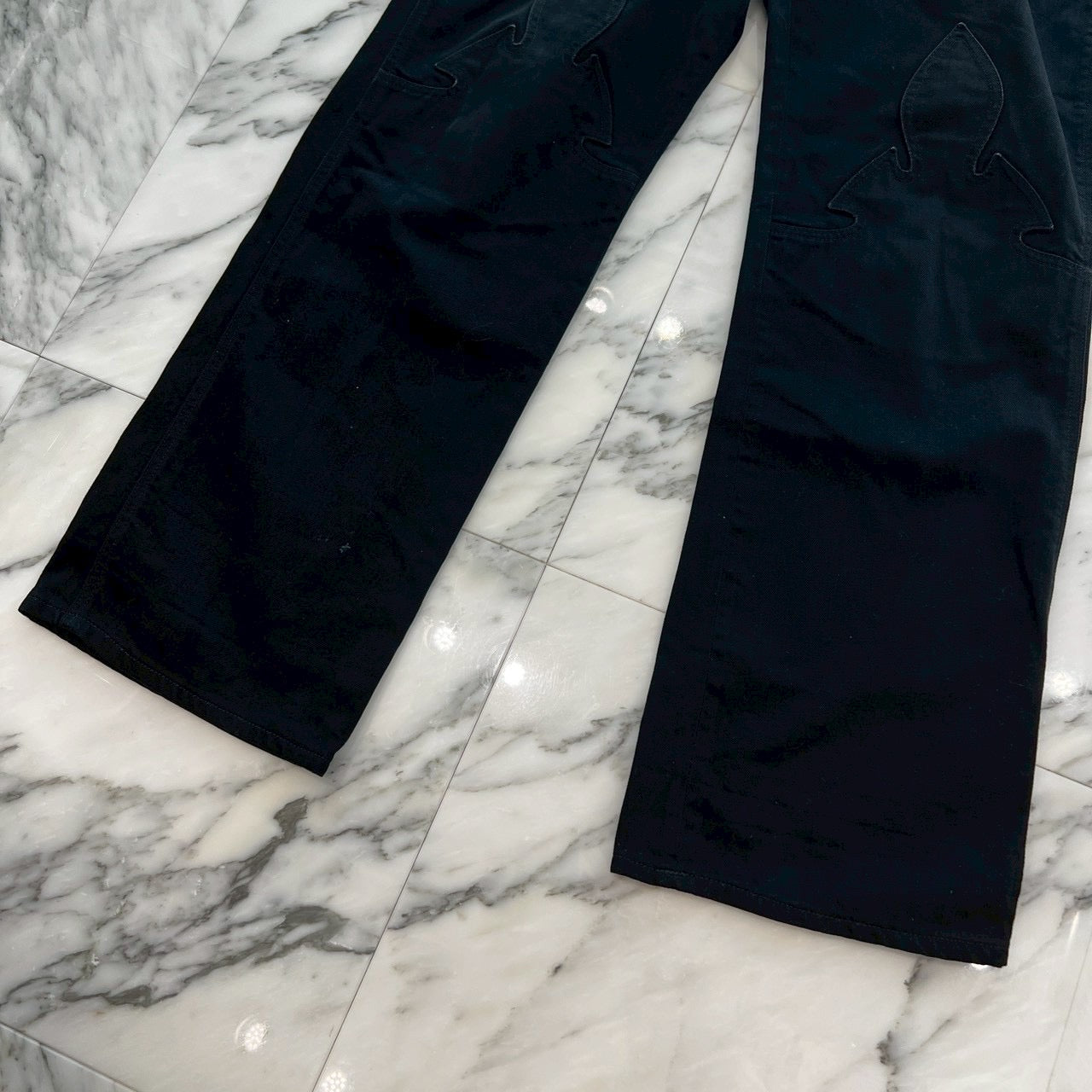 CHROME HEARTS Horseshoe Button Flare Knee Denim OVERALL Size 32 クロムハーツ ホースシューボタン フレアニー デニムオーバーオール サイズ32