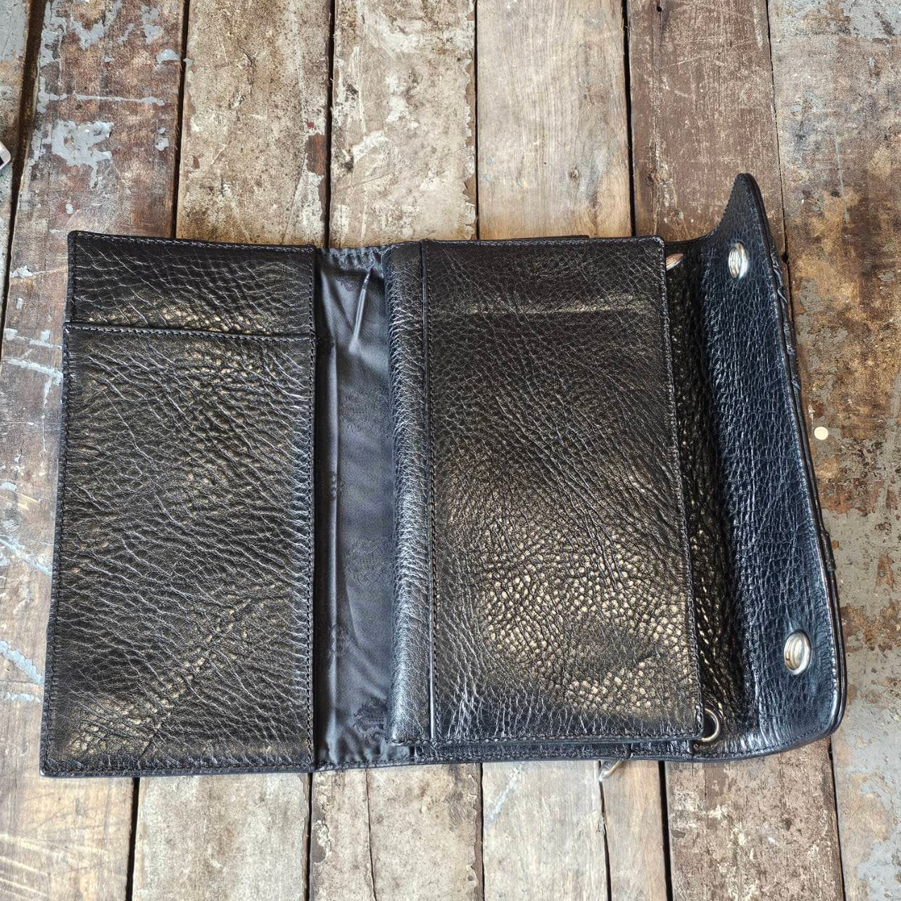 CHROME HEARTS Cemetery Cross Leather Patch Wave Cross Ball Wallet クロムハーツ セメタリークロス レザーパッチ ウェーブクロスボール ウォレット