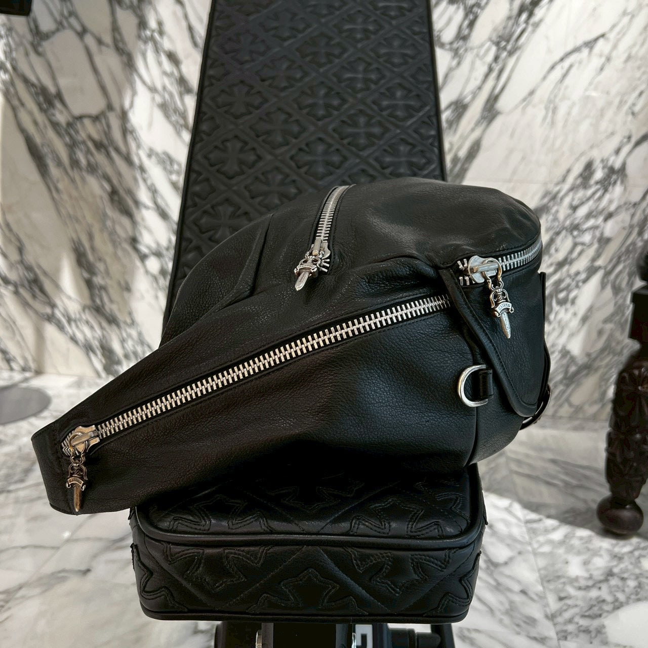 CHROME HEARTS 1 SNAT PACK MEDIUM LEATHER WAIST BAG Size XL クロムハーツ 1スナットパック ミディアムレザー ウェストバッグ サイズXL