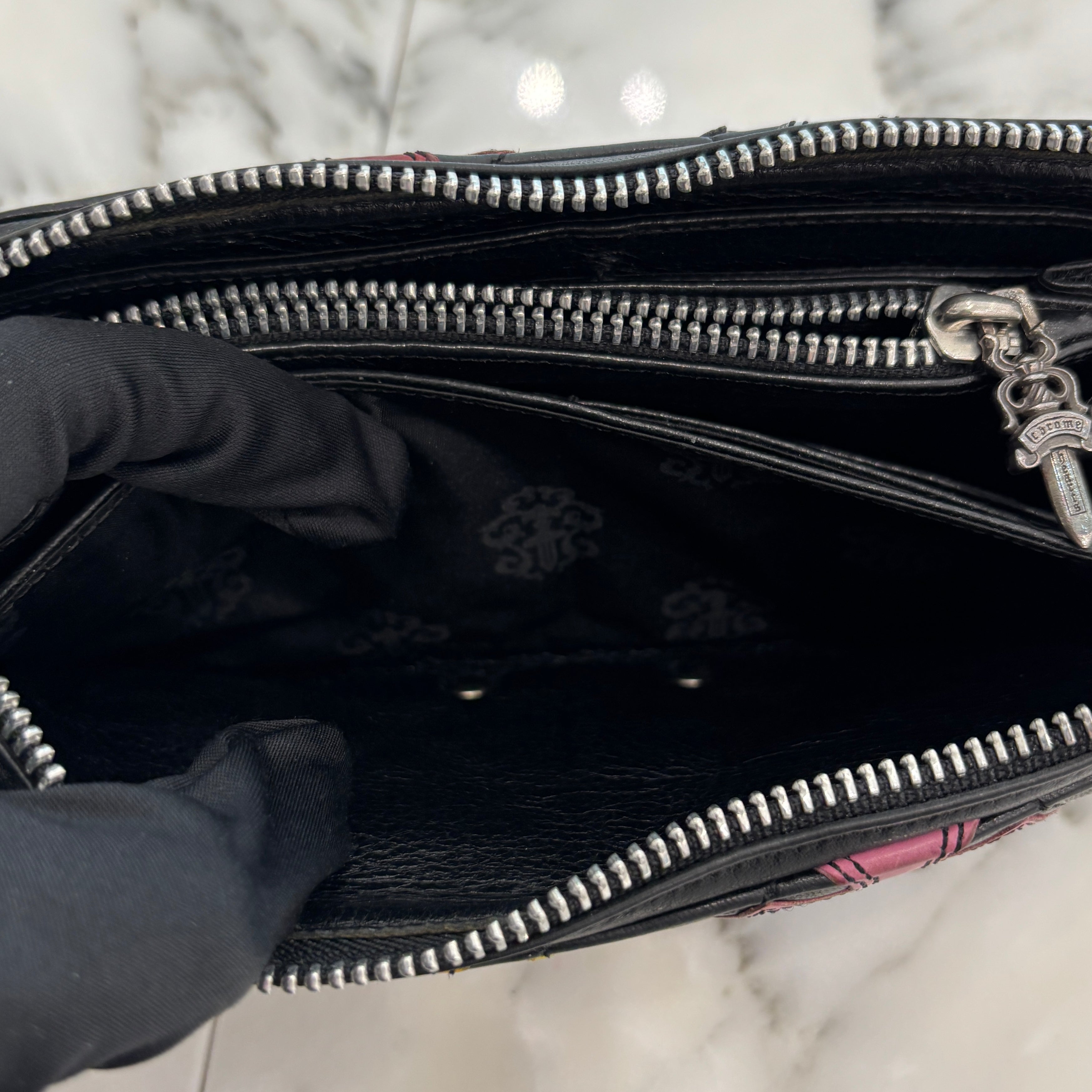 CHROME HEARTS Multi Cemetery Cross Leather Patch Quilting Wallet クロムハーツ マルチ セメタリークロス レザーパッチ キルティング風 ウォレット