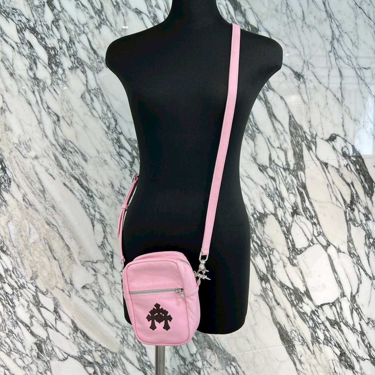 CHROME HEARTS TAKAMINI 3 Cemetery Cross Patch Leather Shoulder Bag クロムハーツ タカミニ 3セメタリークロスパッチ レザーショルダーバッグ