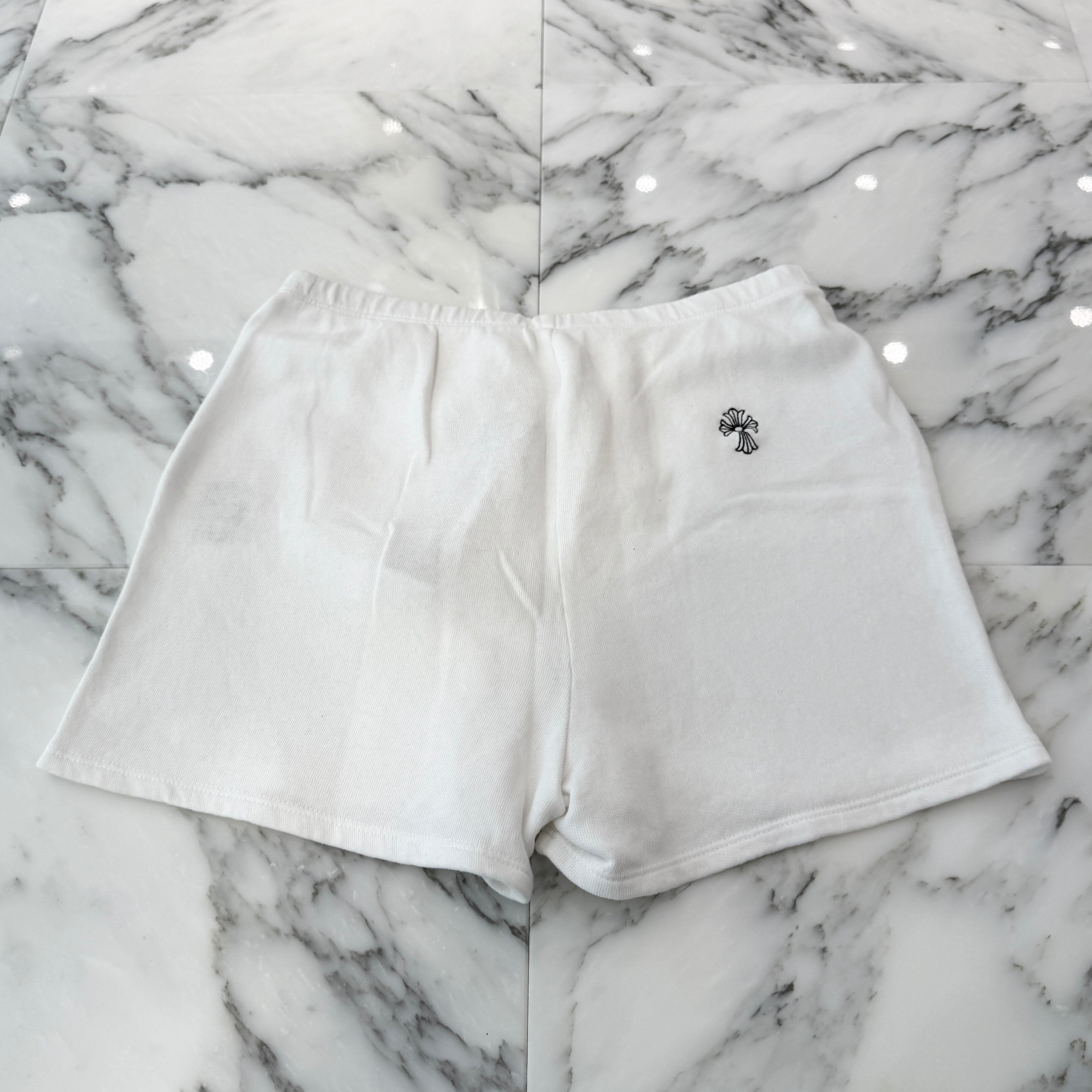 CHROME HEARTS Y NOT Vertical Logo Cross Embroidery Half Pants Size S クロムハ―ツ ワイノット ヴァーティカルロゴ クロス刺繡 ハーフパンツ サイズS