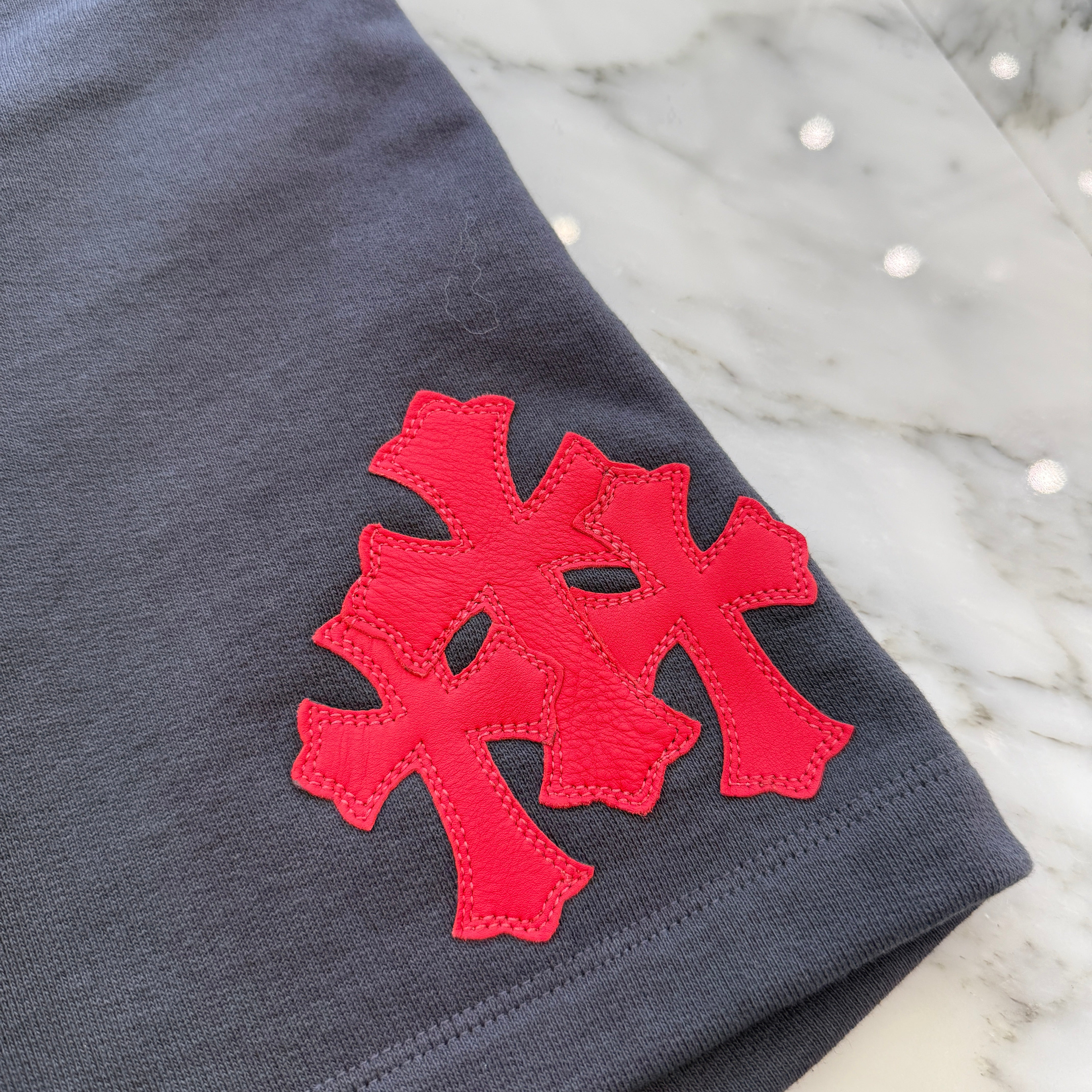 CHROME HEARTS GRP Y NOT 3 Cemetery Cross Patch Sweat Shorts Size L クロムハーツ GRP ワイノット 3 セメタリー クロスパッチ スウェットショーツ サイズL