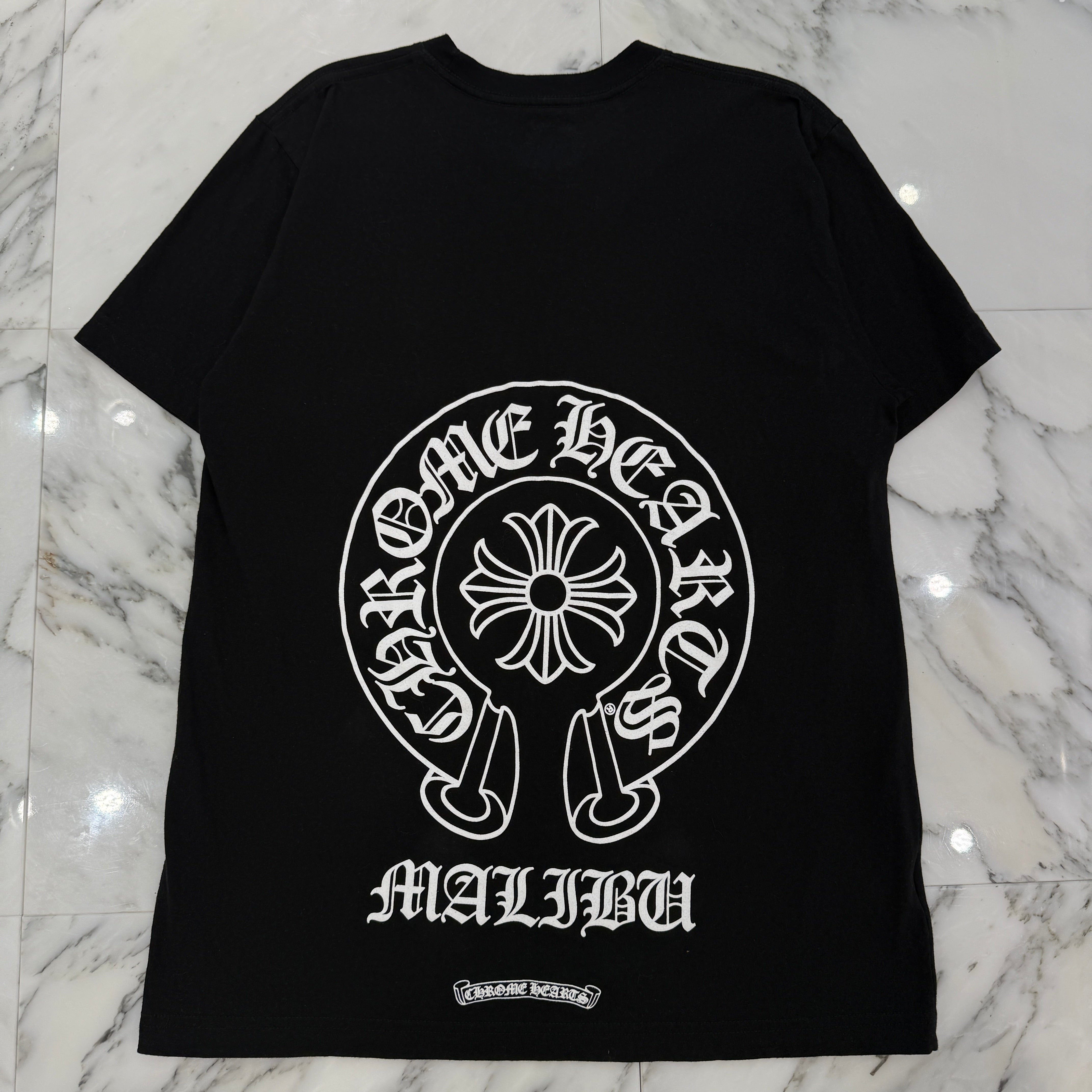 CHROME HEARTS Malibu Horseshoe Tee マリブ Chrome Hearts Black & White Malibu Horseshoe Logo T-Shirt
