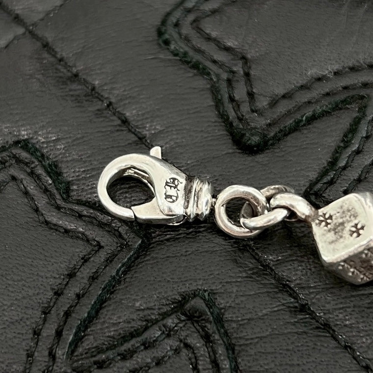 CHROME HEARTS DICE Cross Ball Silver Bracelet Size 8 LINK