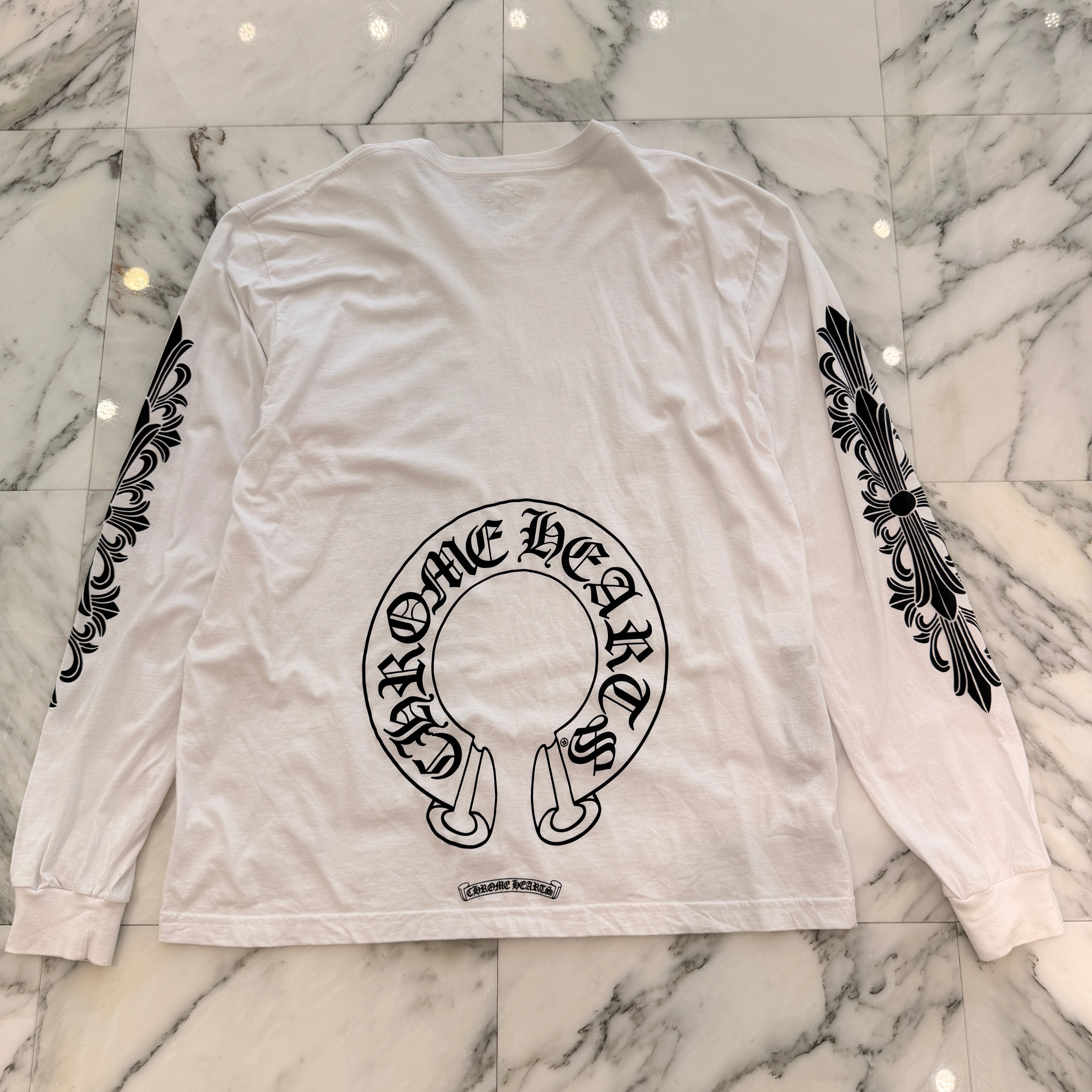 CHROME HEARTS Floral Cross Horseshoe Long Sleeve Tee Size XXL クロムハーツ フローラルクロス ホースシュー ロングスリーブTシャツ サイズXXL