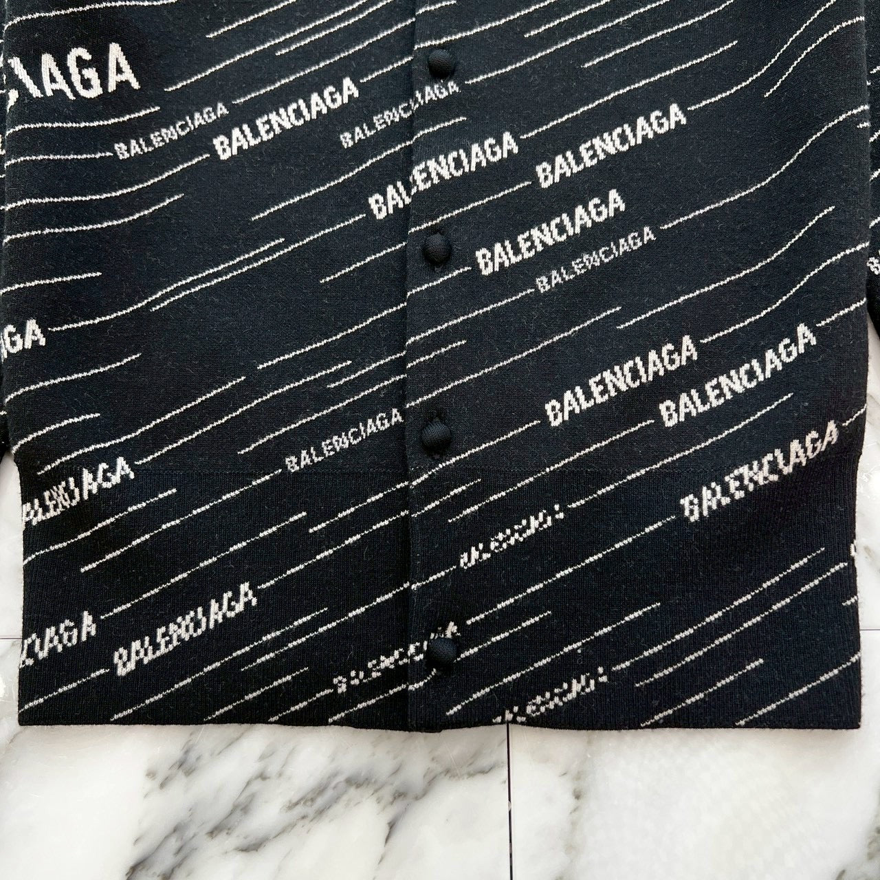 BALENCIAGA 2018AW Multi Logo Wool Cardigan 555294 T1524 Size XS バレンシアガ マルチロゴ ウールカーディガン サイズXS