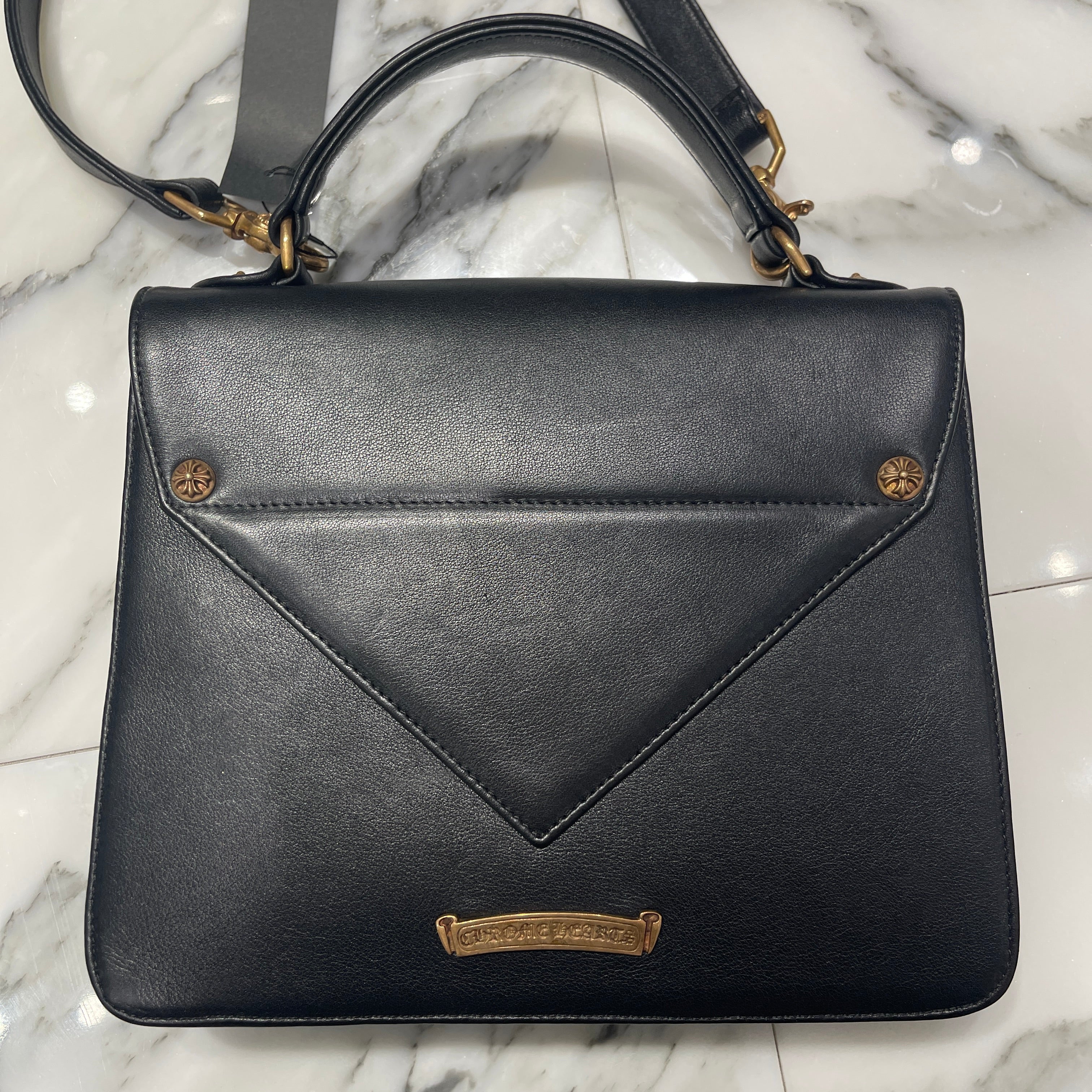 CHROME HEARTS GROW UP 2WAY Bronze CH Cross Leather Shoulder Bag クロムハーツ グローアップ 2ウェイ ブロンズ CHクロス レザー ショルダーバッグ