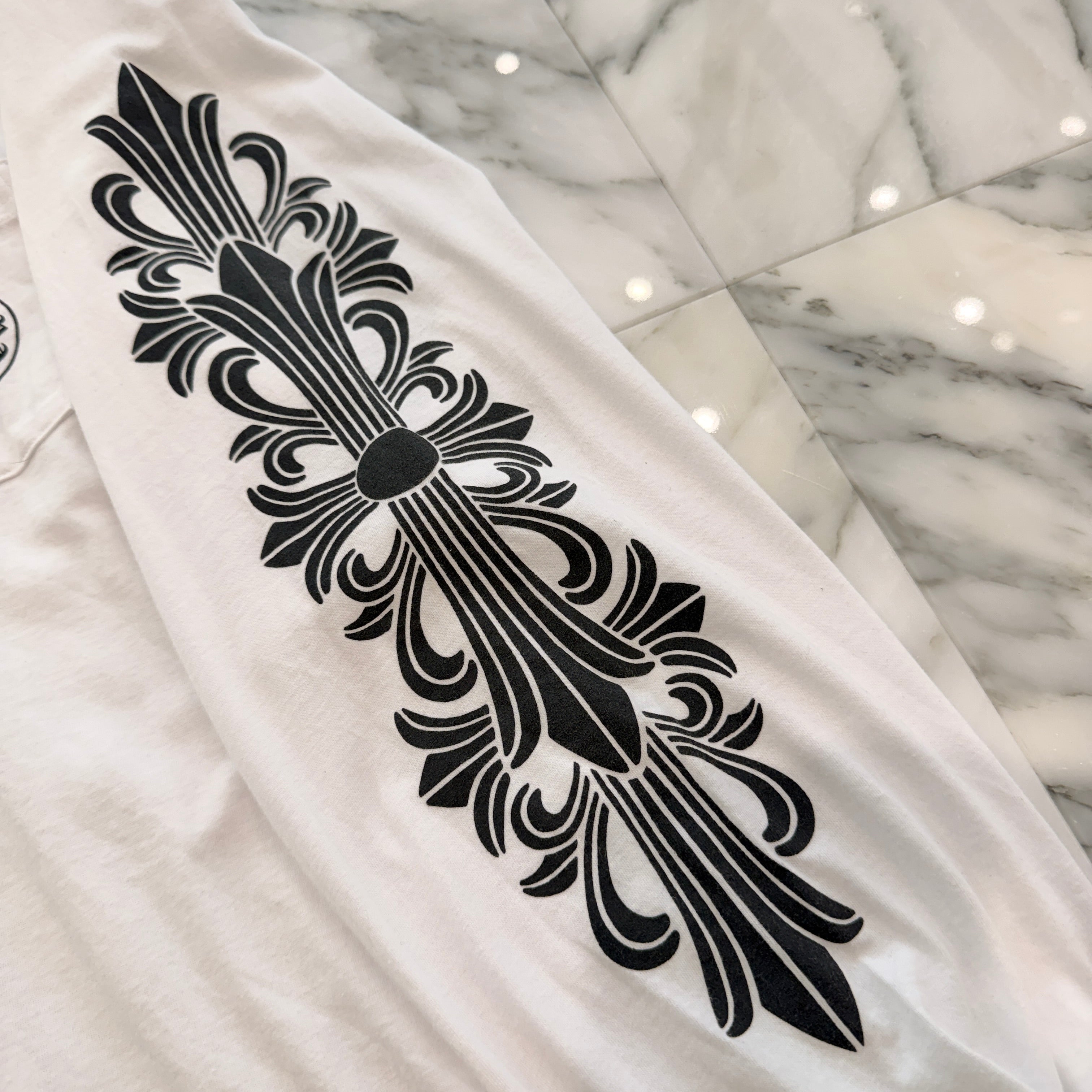 CHROME HEARTS Floral Cross Horseshoe Long Sleeve Tee Size XXL クロムハーツ フローラルクロス ホースシュー ロングスリーブTシャツ サイズXXL