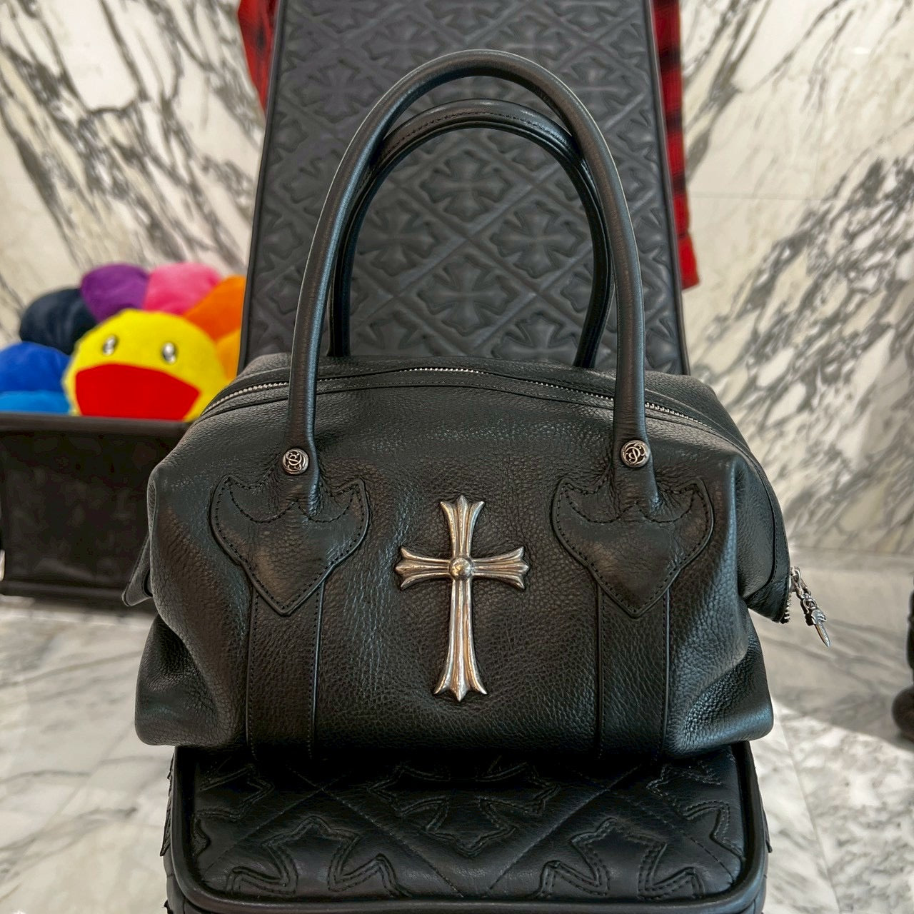 CHROME HEARTS Large Cross MONICA Leather Hand Bag クロムハーツ ラージクロス モニカ レザーハンドバッグ
