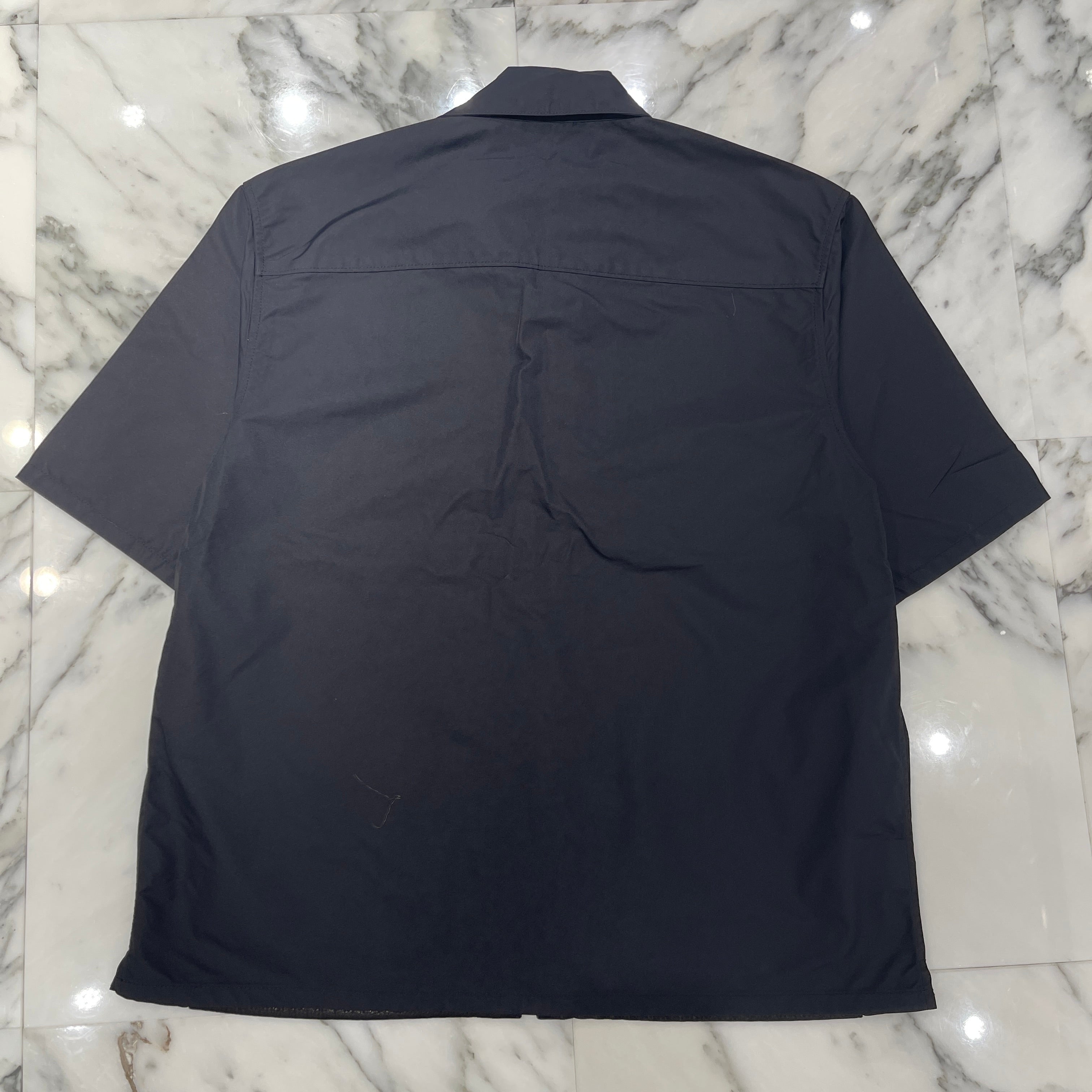 CHROME HEARTS Y NOT Carpenter Leather Pocket Nylon Zip S/S Shirt Size L クロムハーツ ワイノット カーペンター レザーポケットナイロンジップアップ半袖シャツ サイズL