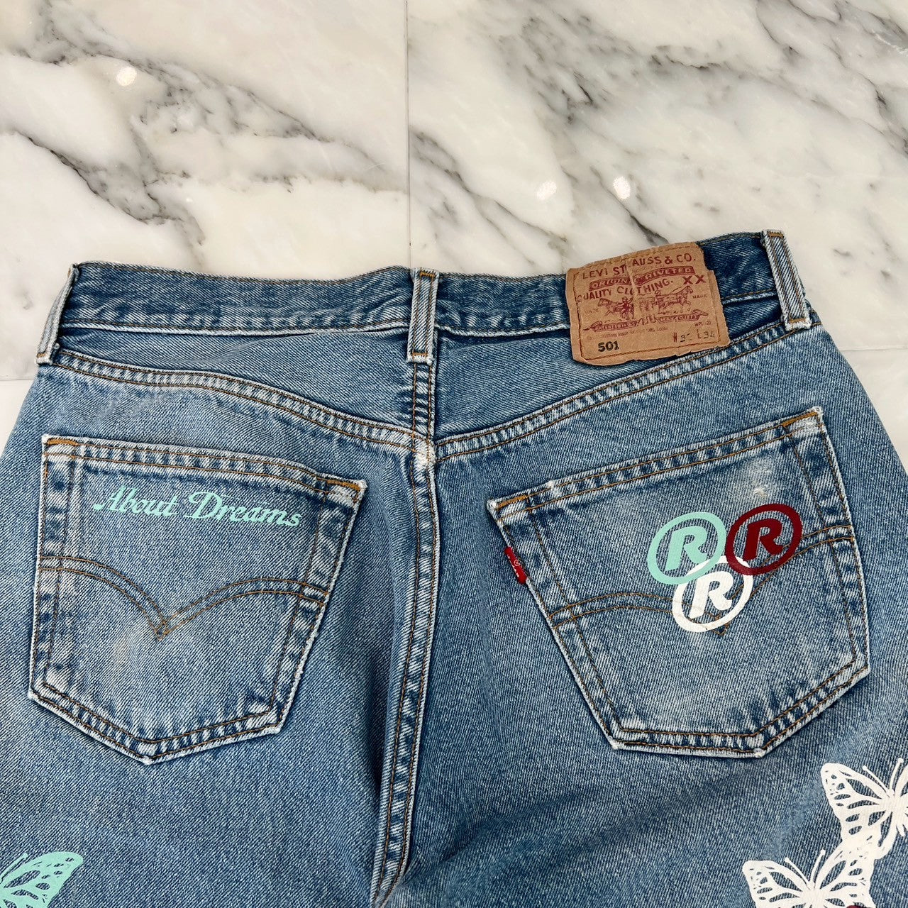 ABOUT DREAMS Butterfly Denim Shorts Size W32 × L34 アバウトドリームズ バタフライ デニムショーツ サイズ W32 × L34