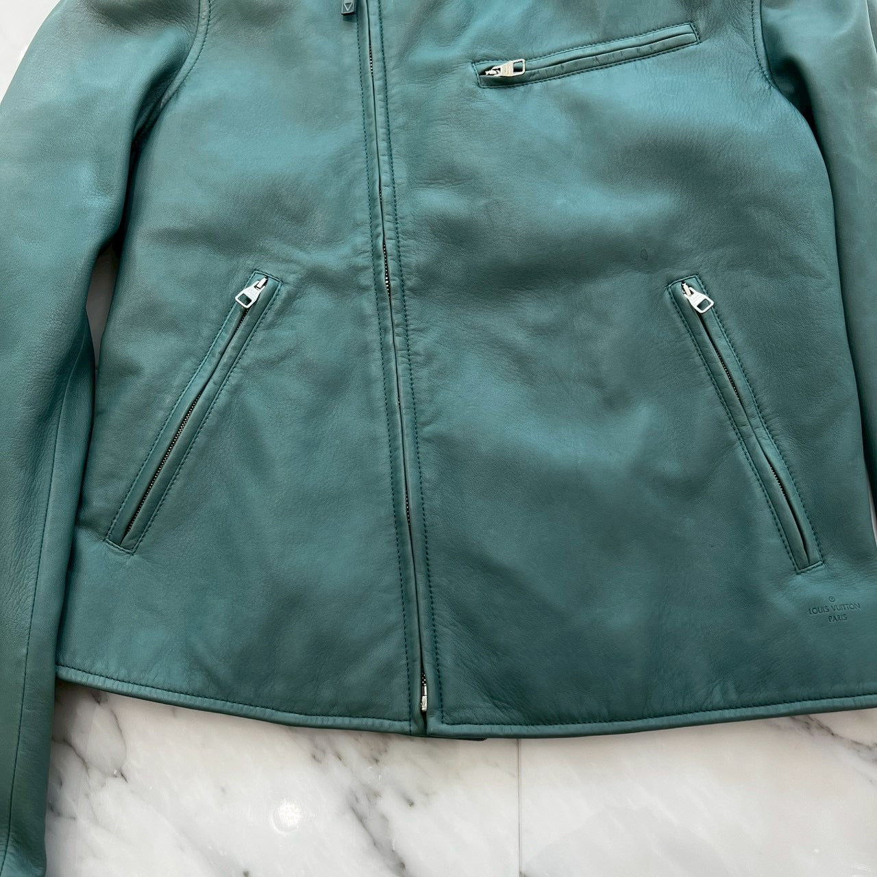 LOUIS VUITTON 2015SS Sheepskin Double Rider Leather Jacket H7L06EKR5 Size 44 ルイヴィトン シープスキン ダブルライダース レザージャケット サイズ44