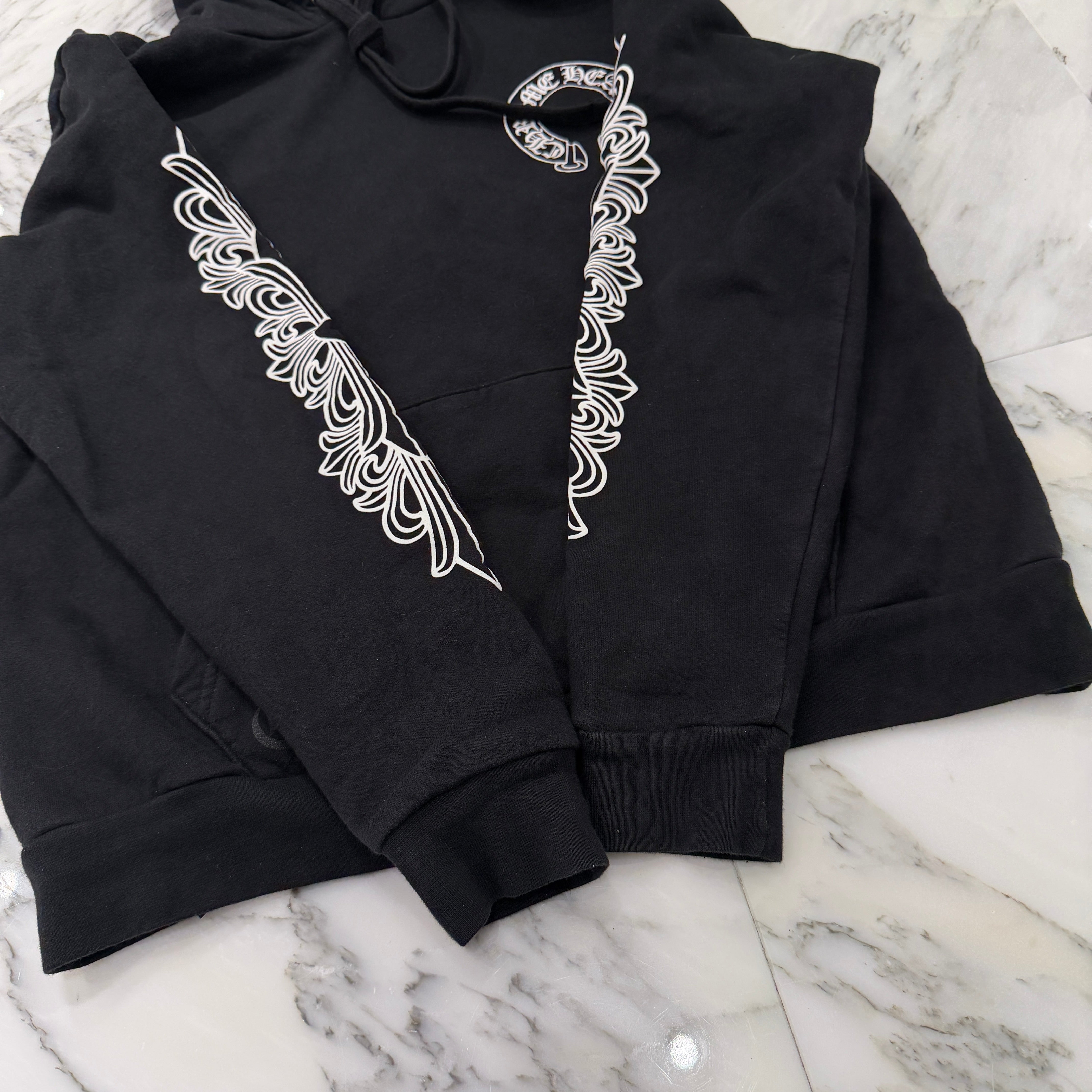 CHROME HEARTS Floral Cross Horseshoe Pullover Hoodie Size S クロムハーツ フローラルクロス ホースシュー プルオーバーフーディ サイズS