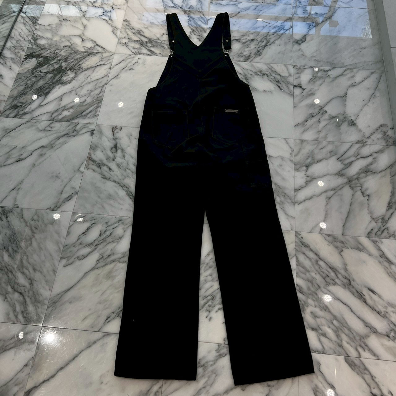 CHROME HEARTS Horseshoe Button Flare Knee Denim OVERALL Size 32 クロムハーツ ホースシューボタン フレアニー デニムオーバーオール サイズ32