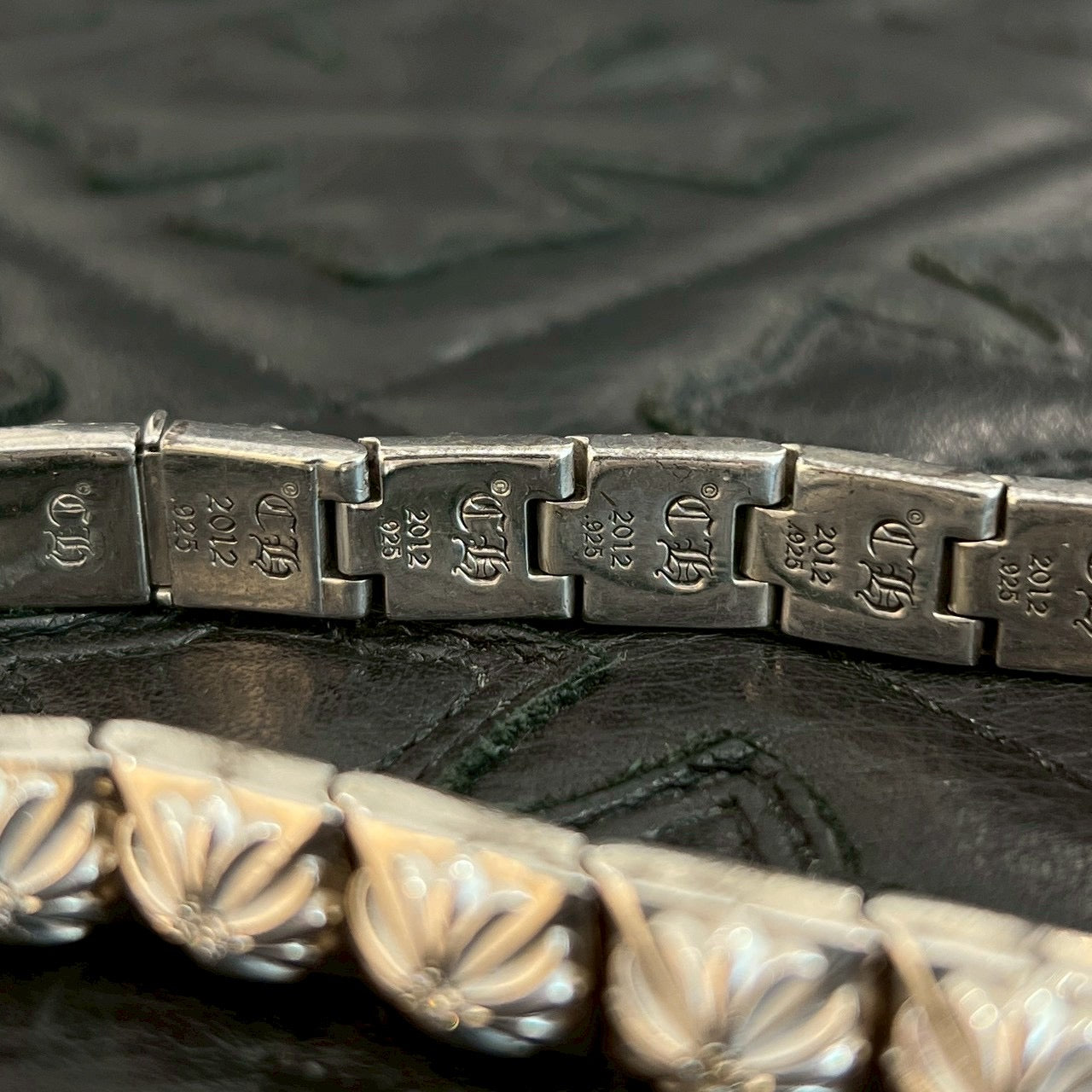 CHROME HEARTS PYRAMID PLS LNK BRACELET 1 Diamond White Rhodium Coating 19コマ クロムハーツ ピラミッドプラスリンク ブレスレット 1ダイヤモンド ホワイトロジウムコーティング 19コマ